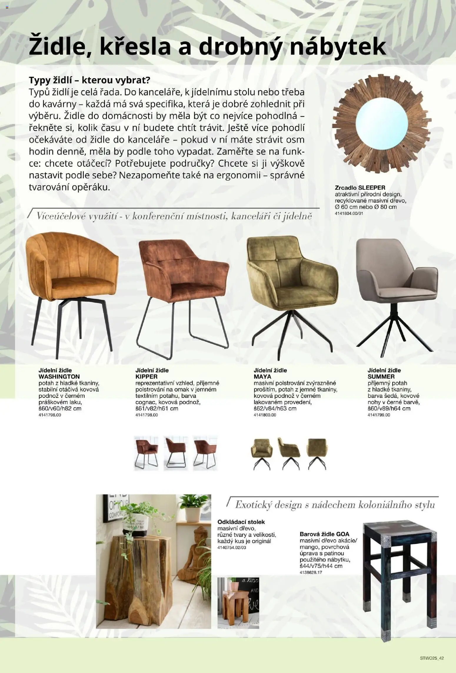 Sconto nábytek katalog - Nábytek z masivu od 01.01.2026 | Strana: 42 | Produkty: Křesla, Nábytek, Stolek, Zrcadlo