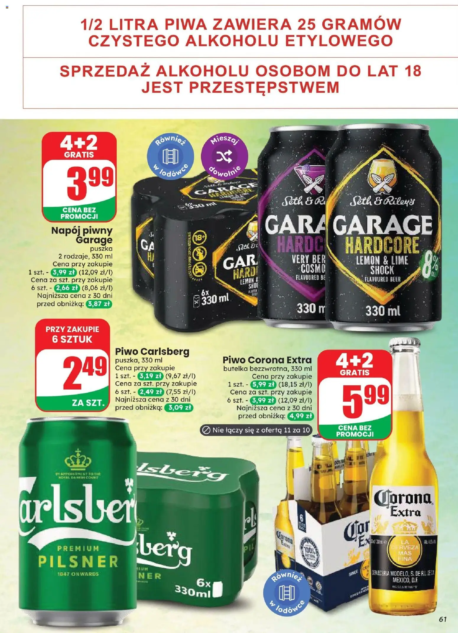 Dino gazetka od 12.08.2026 | Strona: 61 | Produkty: Piwo Corona, Corona Extra, Carlsberg, Piwo Carlsberg