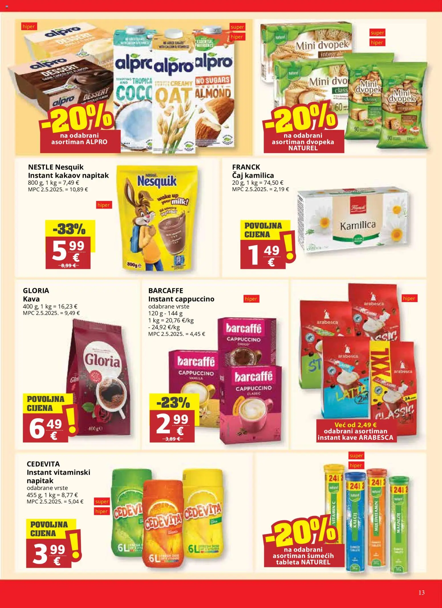 Ribola katalog | vrijedi od 14.10.2026 | Stranica: 13 | Proizvodi: Alpro, Nesquik, Tableta, Multivitamin