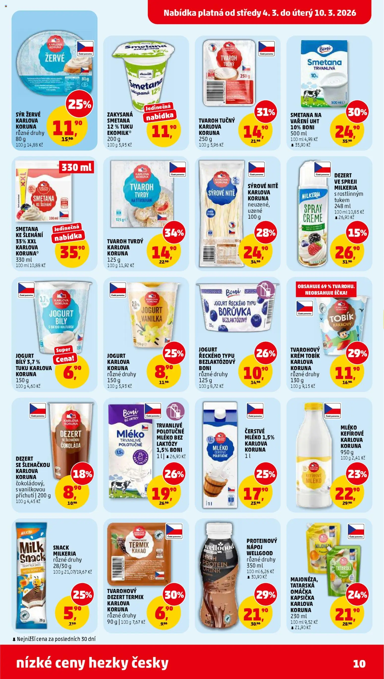 Penny Market leták od 04.03.2026 | Strana: 10 | Produkty: Mléko, Sýr, Tvaroh, Žervé
