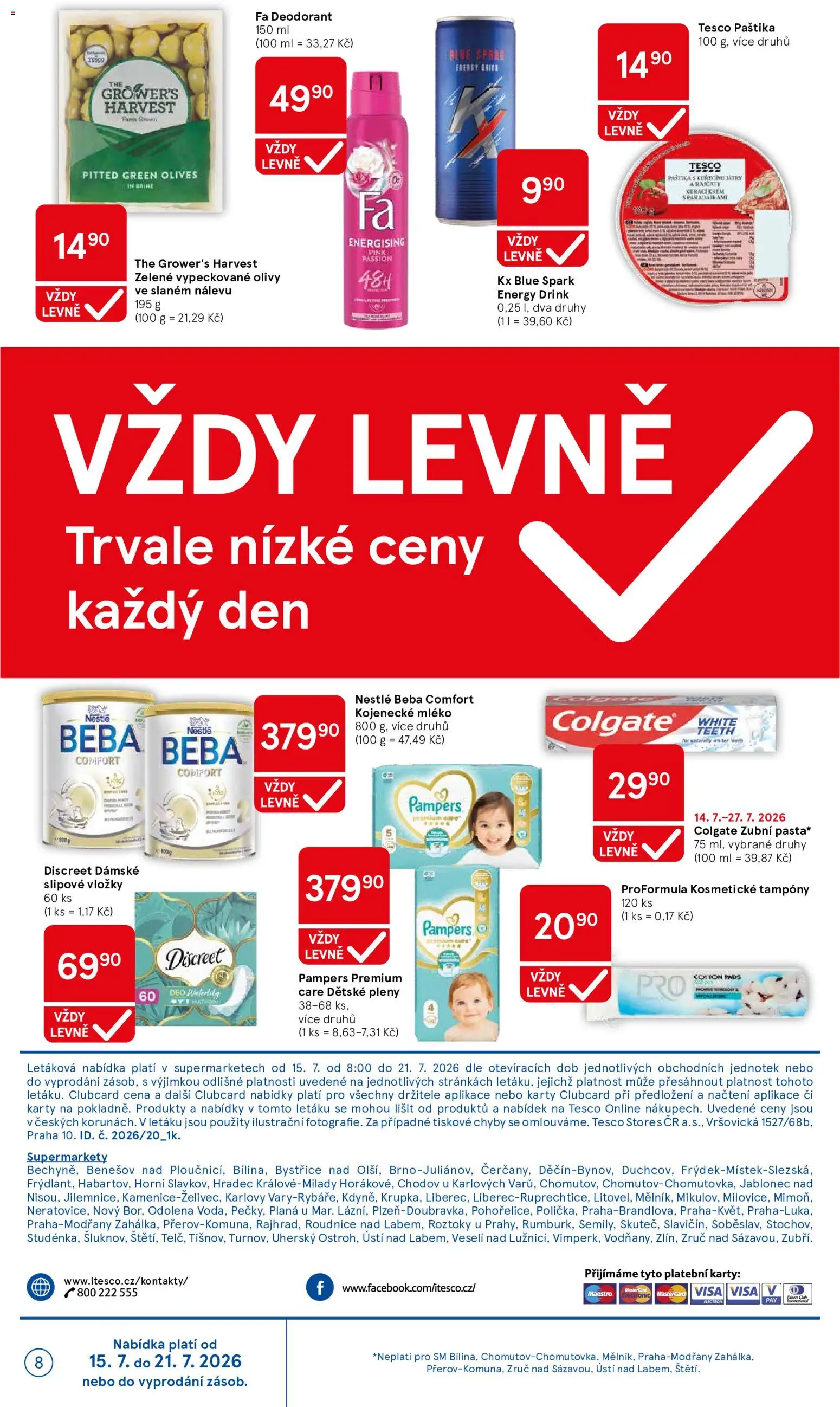 Tesco leták - Supermarket od 15.07.2026 | Strana: 8 | Produkty: Deodorant, Nestlé Beba, Kojenecké mléko, Beba