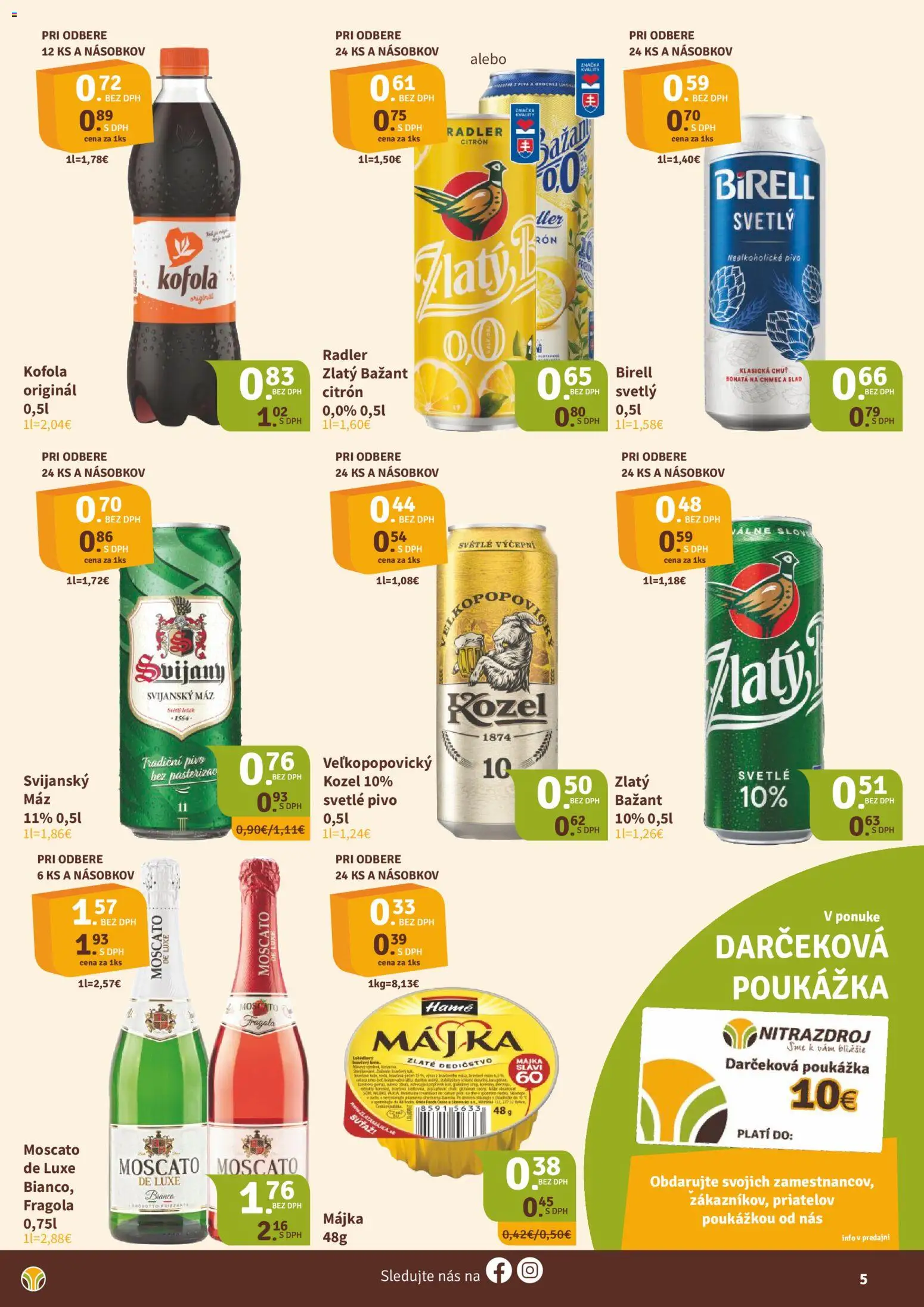 Nové Nitrazdroj akcie – leták je platný od 17.07.2026 | Strana: 5 | Produkty: Birell, Radler, Zlatý Bažant, Svijany