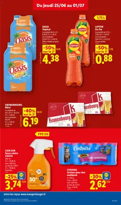 LIDL - Prévisualisation de KRONENBOURG Bière*, Le produit de 20 x 25 cl : 10,32 €, (1 L = 2,06 €), Les 2 produits :, 16,51 €, (1 L = 1,65 €), 5,3 % Vol. valide à partir de 25/06/2026 | Page: 13