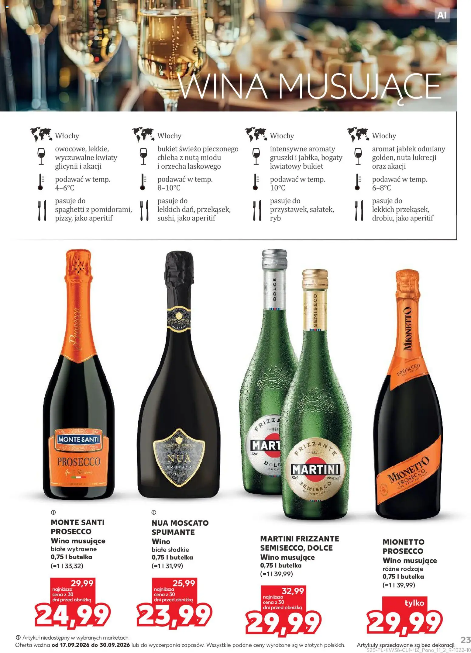 Kaufland Polsko leták - Barek od 17.09.2026 | Strana: 23 | Produkty: Prosecco, Martini, Moscato, Mionetto