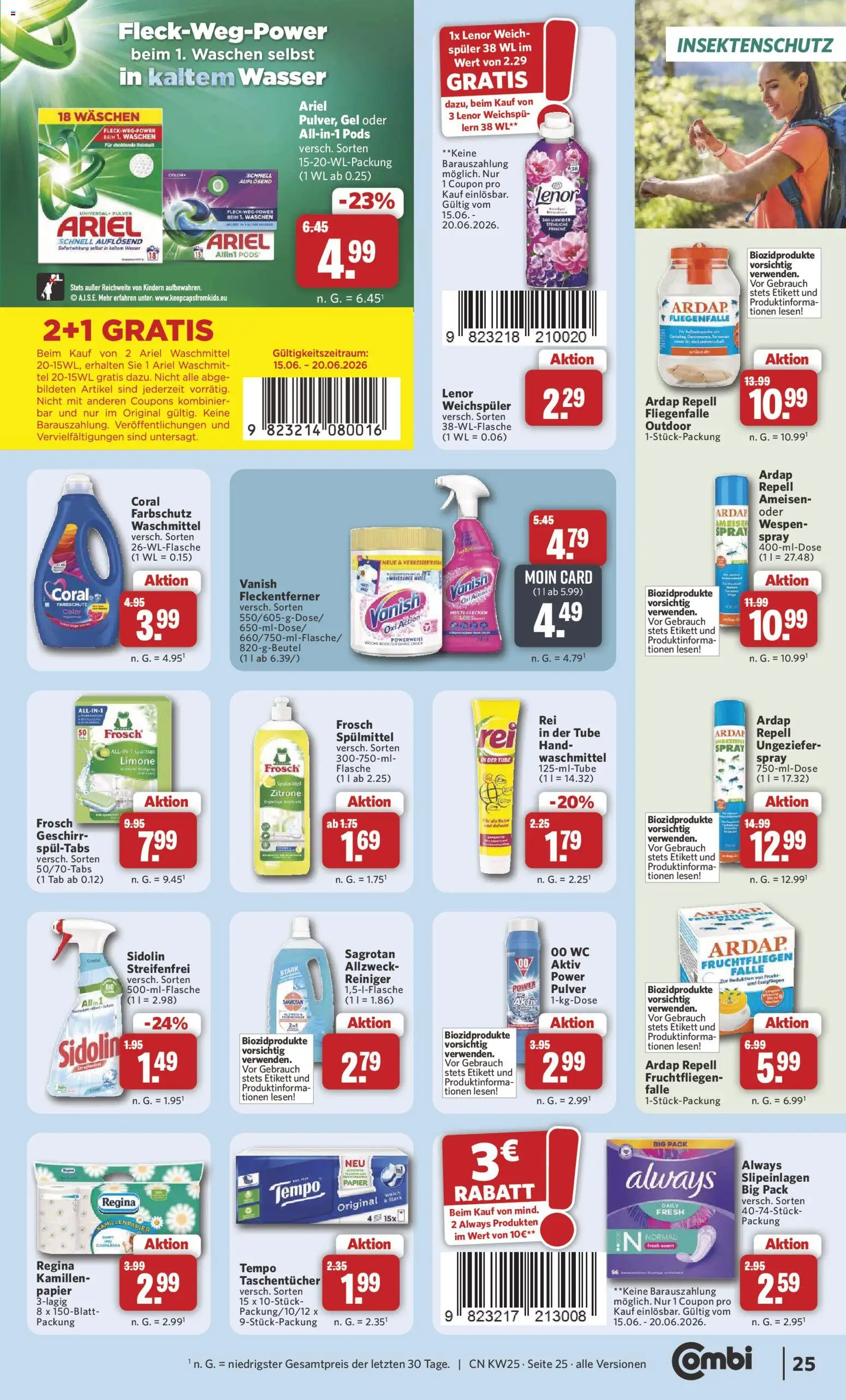 Combi Prospekt – gültig ab 15.06.2026 | Seite: 29 | Produkte: Weichspüler, Waschmittel, Tempo, Zitrone