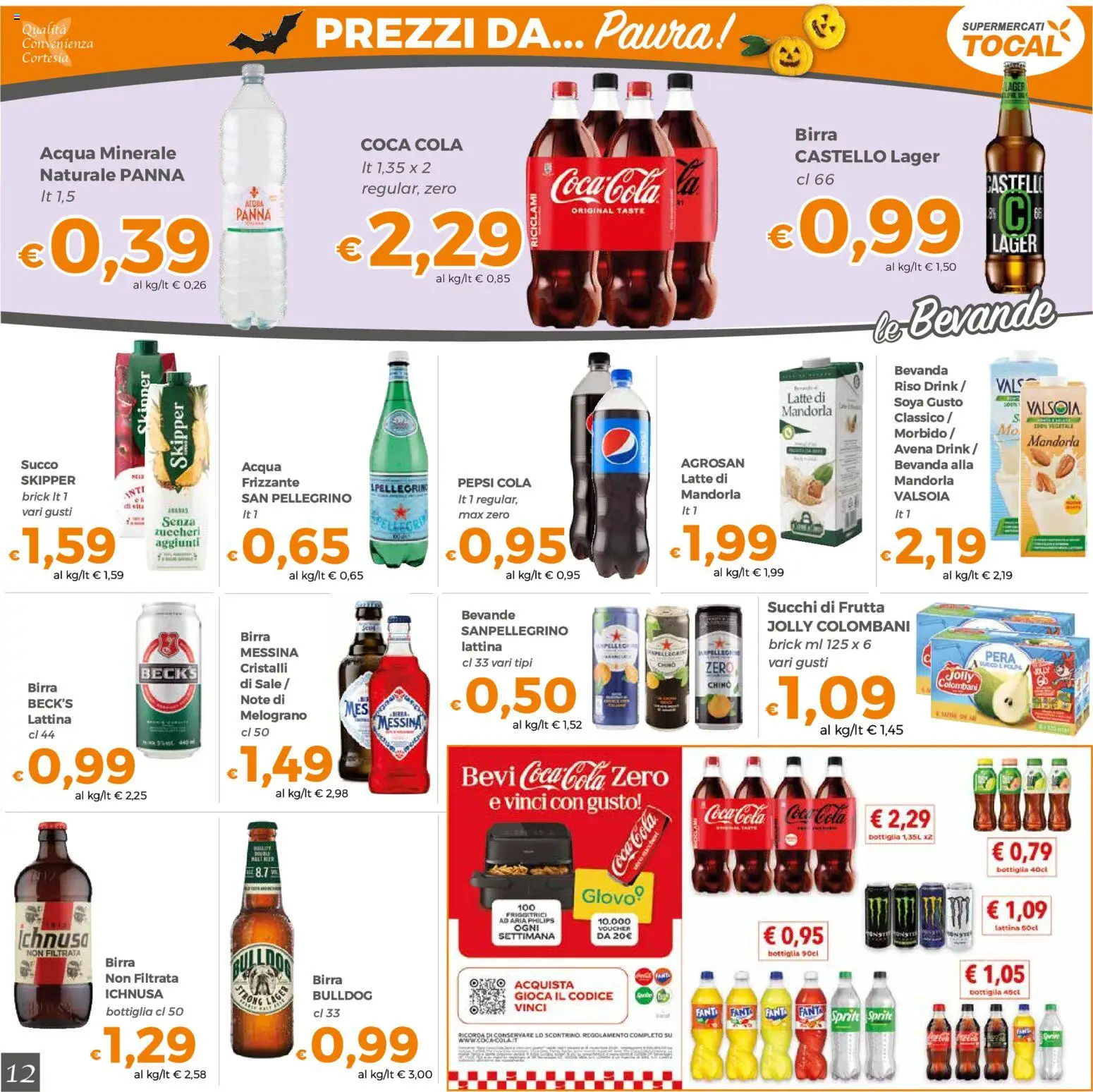 Volantino Tocal del 20/10/2026 | Pagina: 12 | Prodotti: Panna, Latte, Birra messina, Fanta