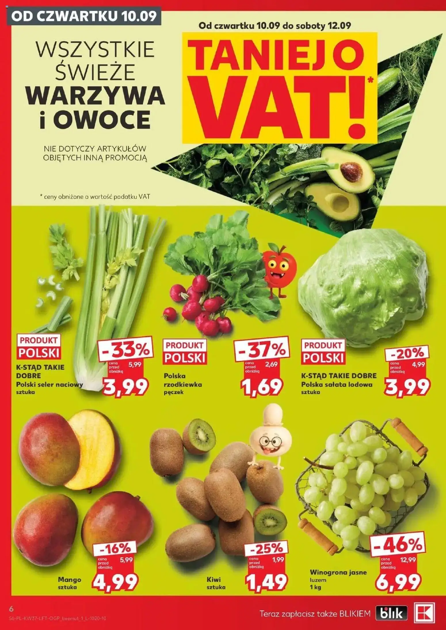 Kaufland gazetka od 10.09.2026 - od jutra PDF | Strona: 6 | Produkty: Winogrona, Salata lodowa, Kiwi, Owoce