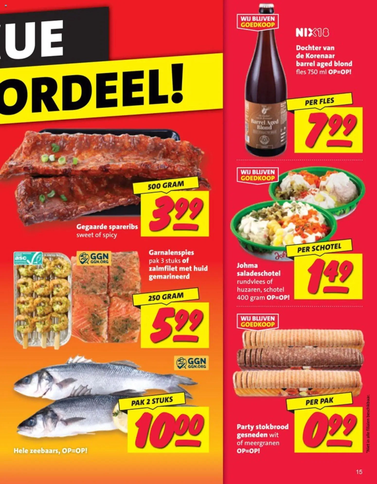 {H1} | Pagina: 15 | Producten: Fles, Stokbrood, Zalmfilet, Rundvlees