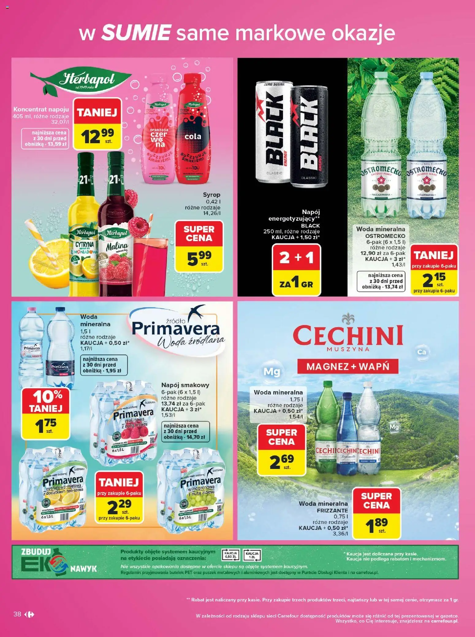 Carrefour gazetka - Same markowe okazje od 03.08.2026 | Strona: 38 | Produkty: Cytryna, Syrop, Malina, Woda źródlana
