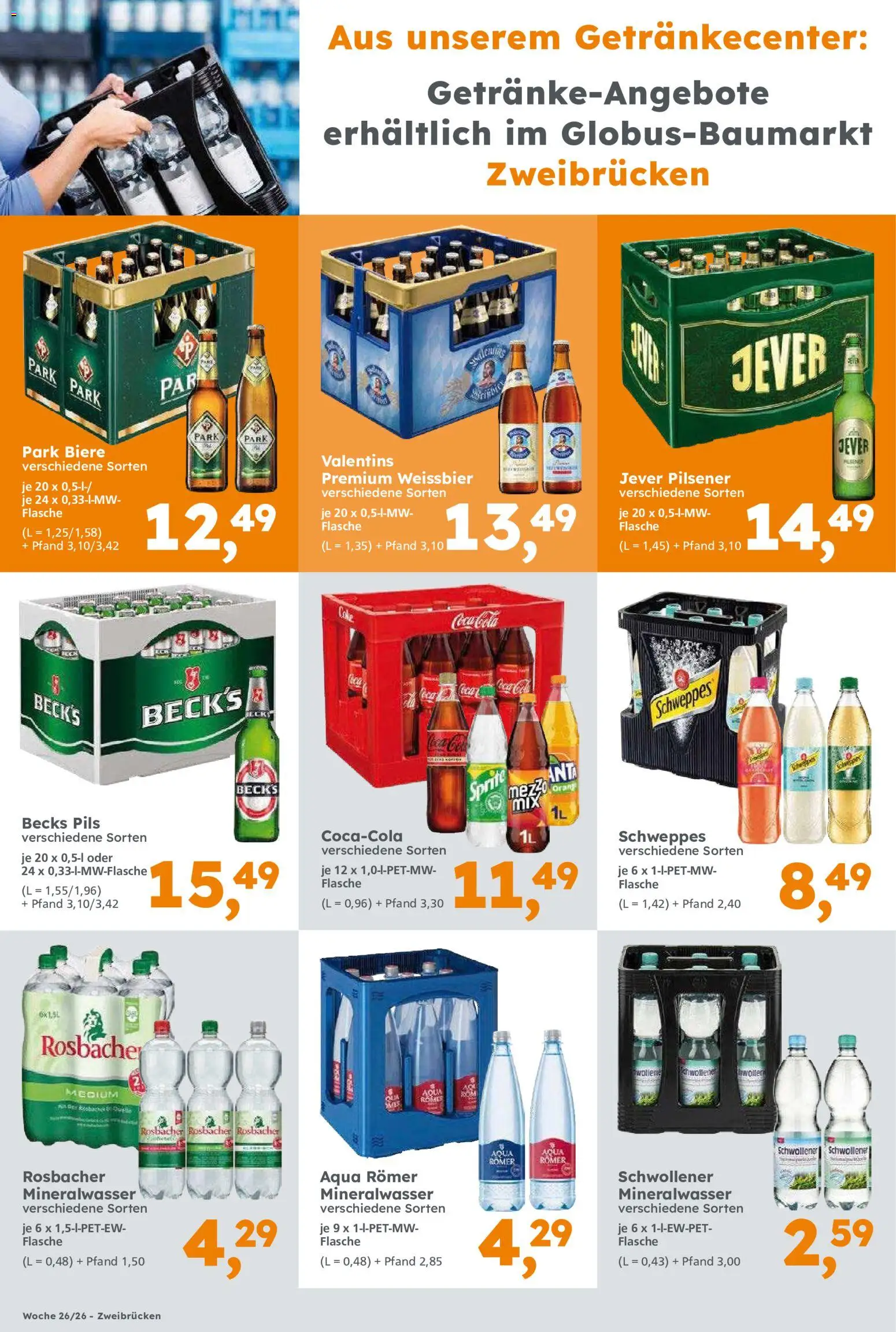 Globus Baumarkt Prospekt Zweibrücken – gültig ab 22.06.2026 | Seite: 12 | Produkte: Coca cola, Sprite, Schweppes, Jever