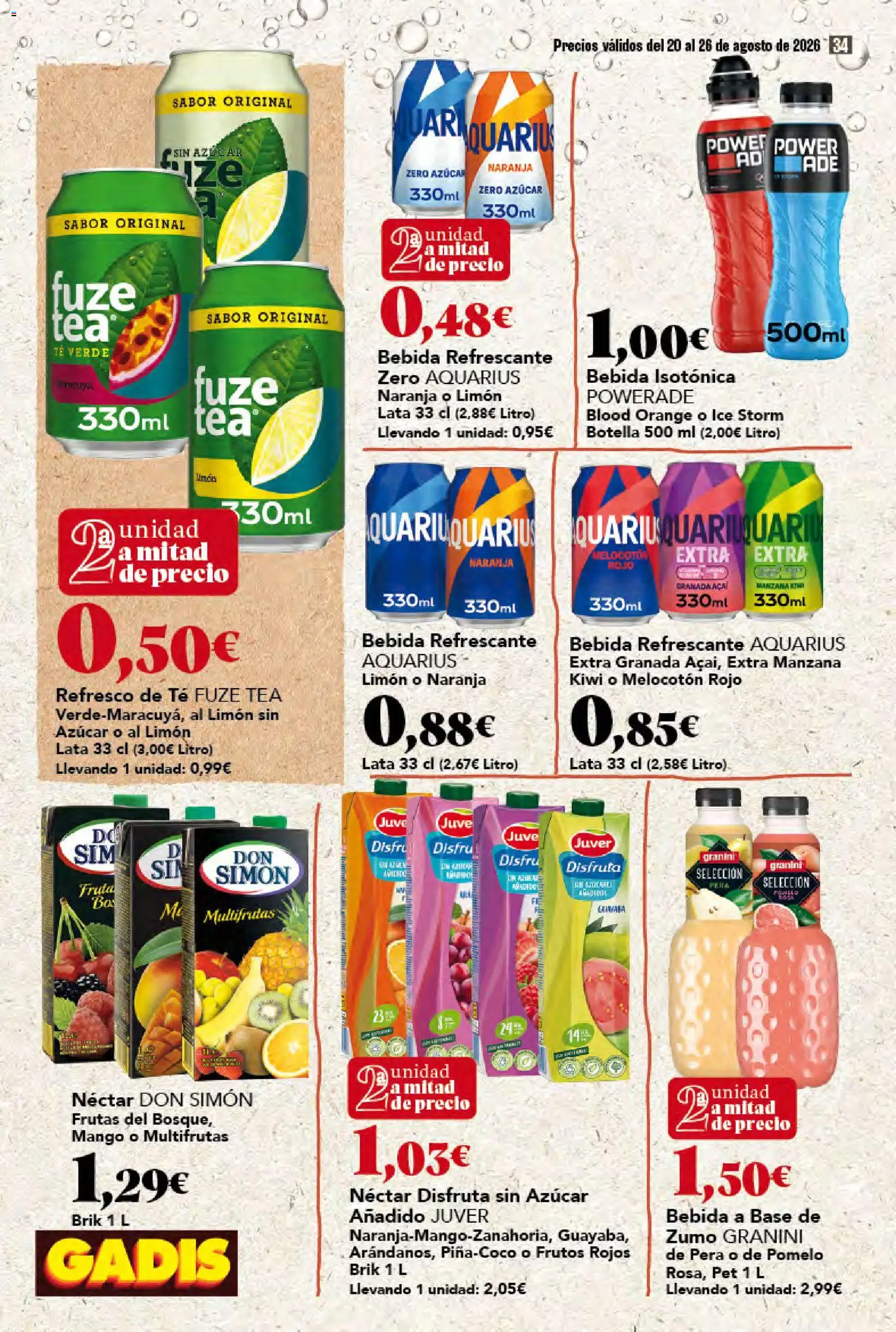 Gadis folleto │ válido desde el 20/08/2026 | Página: 34 | Productos: Té verde, Zumo, Manzana, Mango