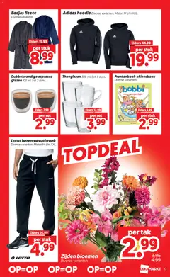 Dekamarkt folder - Voorbeeld van een folder van Dekamarkt, geldig van 15-09-2026 | Pagina: 17 | Producten: Sweatbroek, Hoodie, Badjas, Bloemen