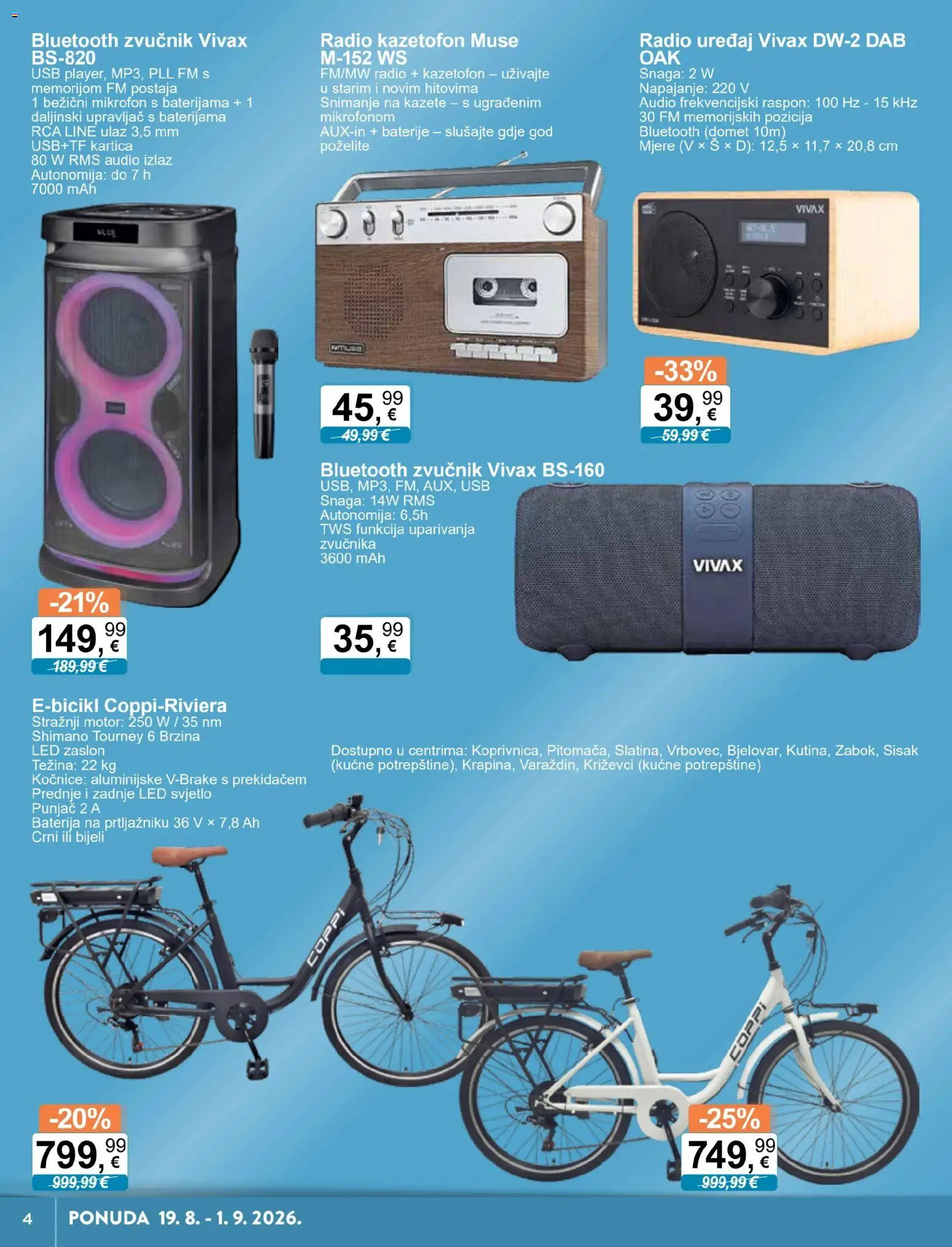 KTC katalog | vrijedi od 19.08.2026 | Stranica: 4 | Proizvodi: Bluetooth zvučnik, LED svjetlo, Baterije, USB