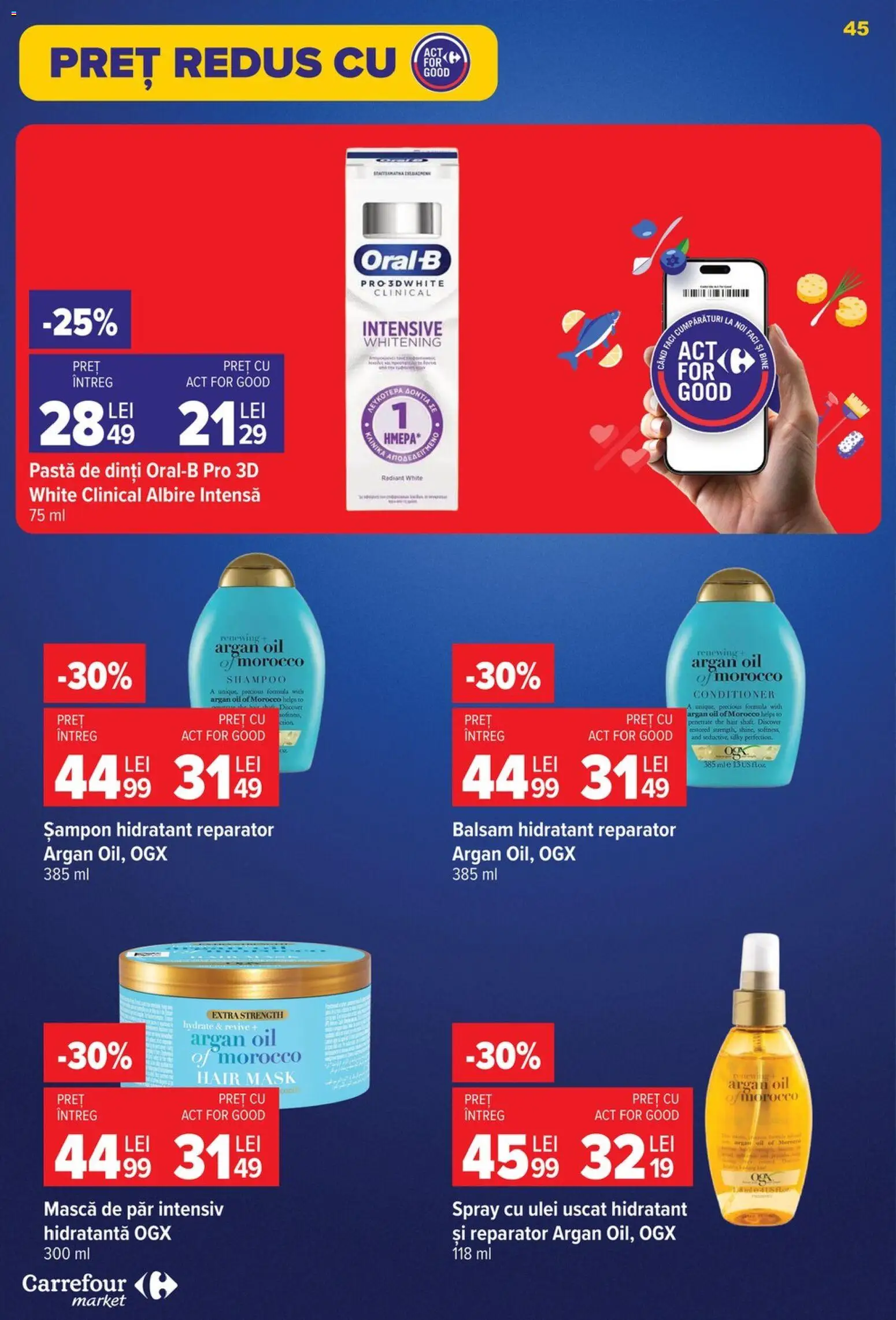 Noul catalog Carrefour – valabil de la 23.09.2026 | Pagină: 45 | Produse: Șampon, Balsam, Mască de păr, Pastă de dinți