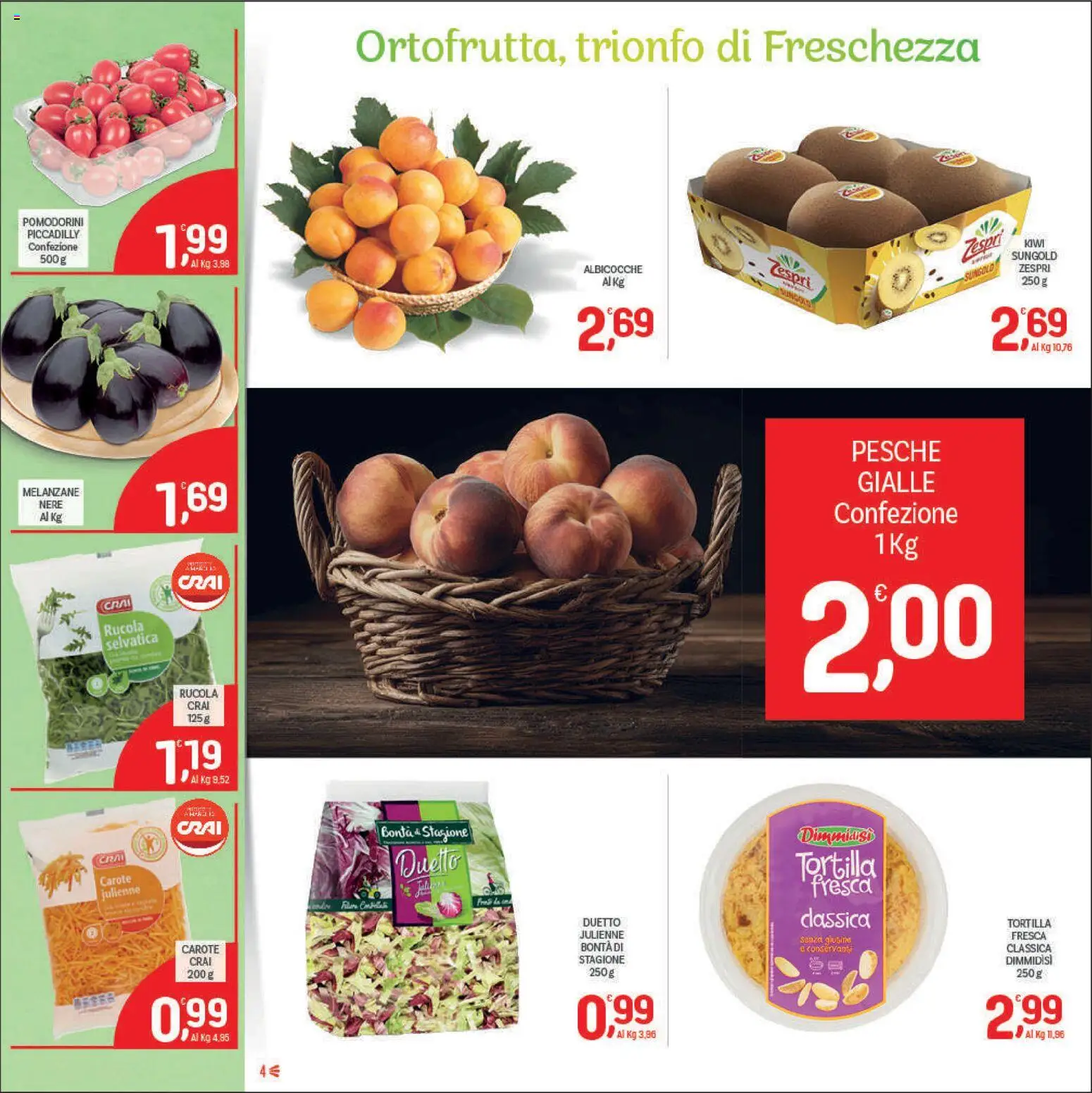 Volantino CRAI del 09/07/2026 | Pagina: 4 | Prodotti: Pomodorini, Rucola, Melanzane, Albicocche