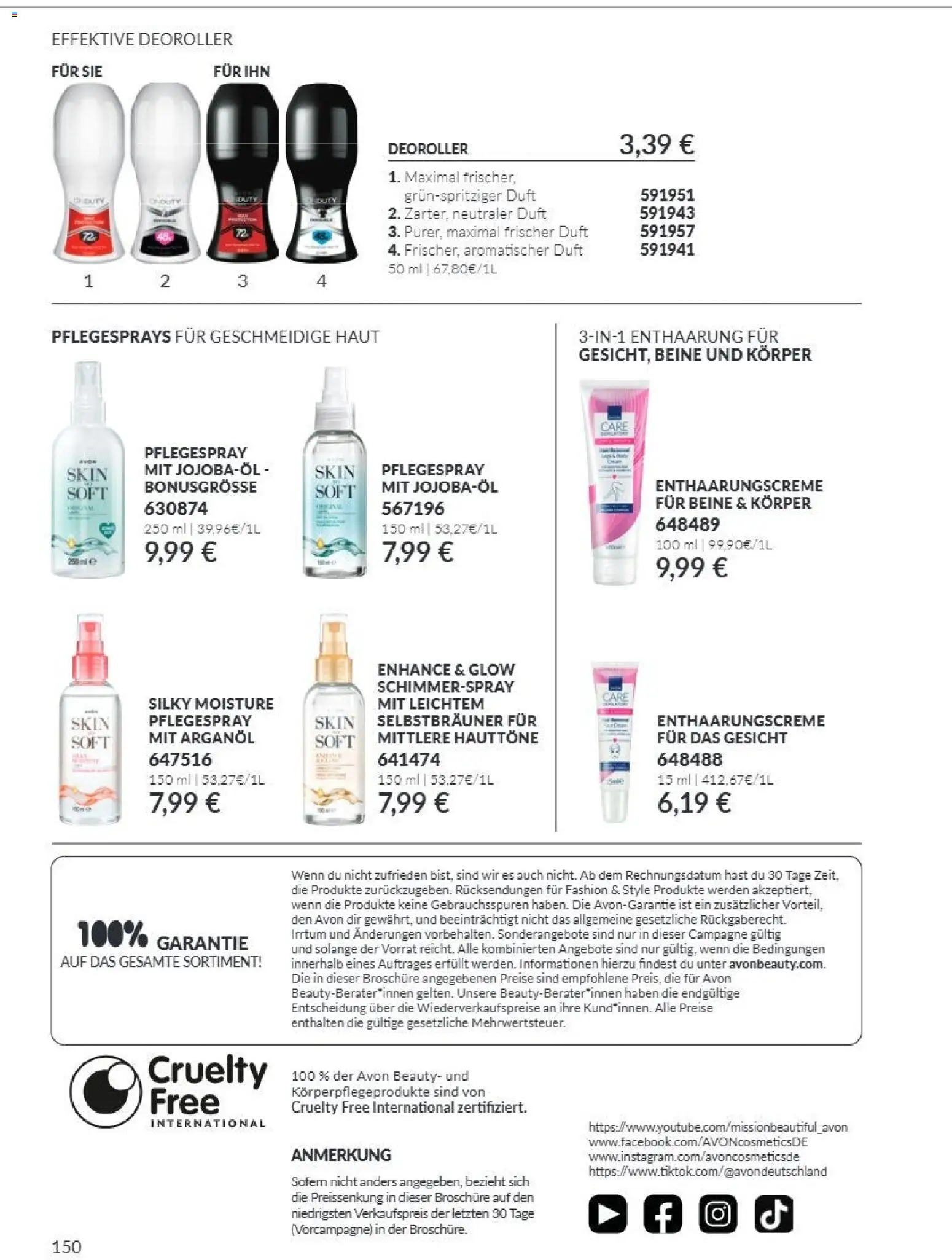 Avon Black Friday – gültig ab 01.11.2026 | Seite: 150 | Produkte: Duft, Enthaarungscreme, Selbstbräuner