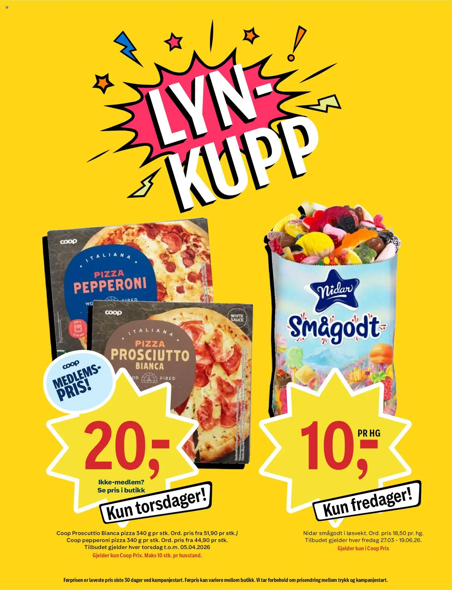 {H1} | Side: 15 | Produkter: Pizza, Smågodt, Nattkräm