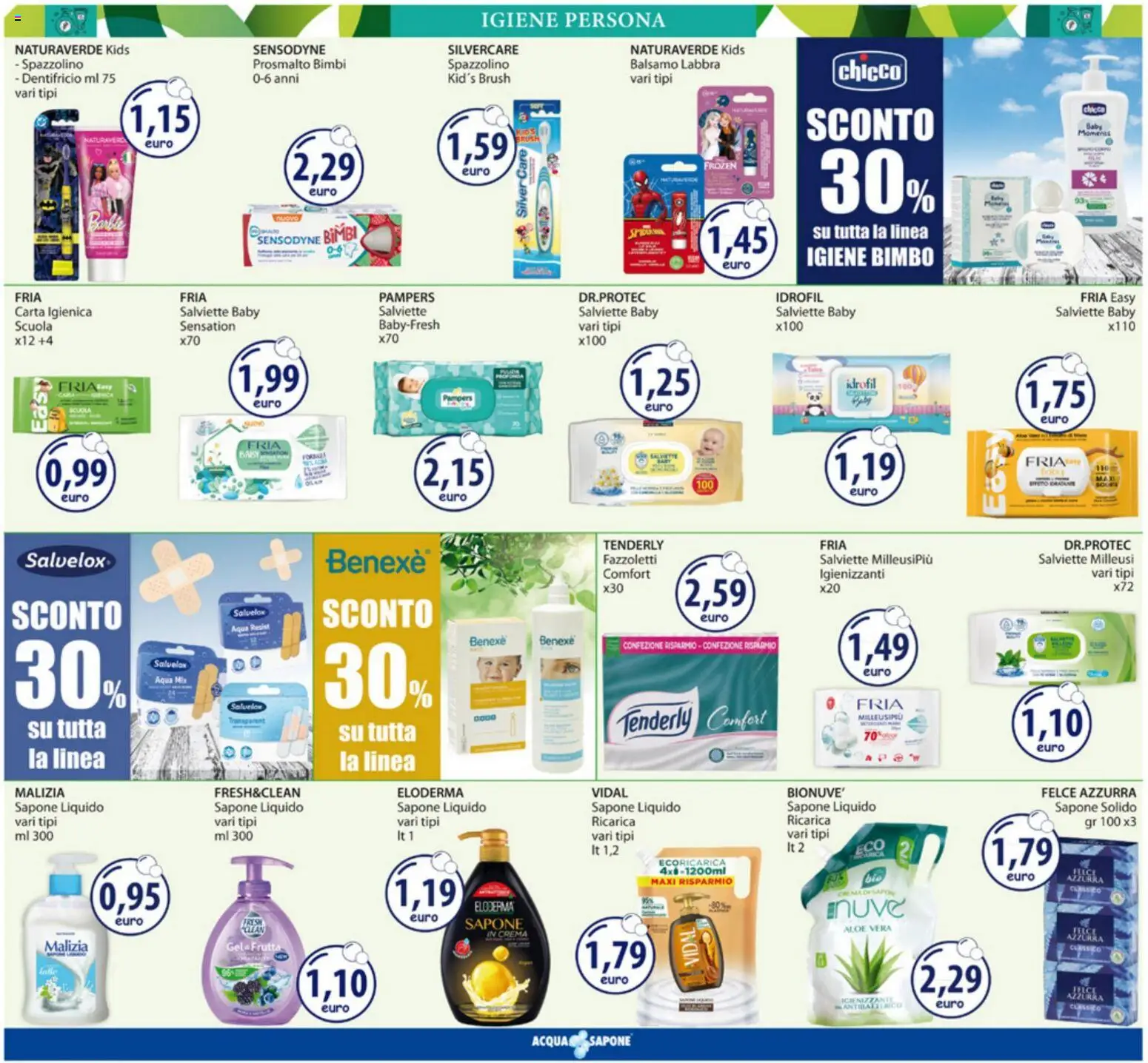 Volantino Acqua e Sapone del 19/10/2026 | Pagina: 9 | Prodotti: Crema, Sapone, Fazzoletti, Pampers