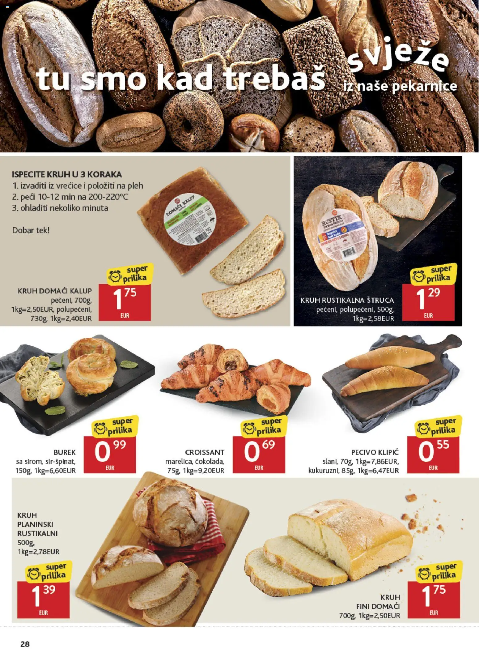 Konzum HR akciós ujság - amely érvényes a következő dátumtól: 2026.09.23. | Oldal: 28 | Termékek: Burek, Croissant