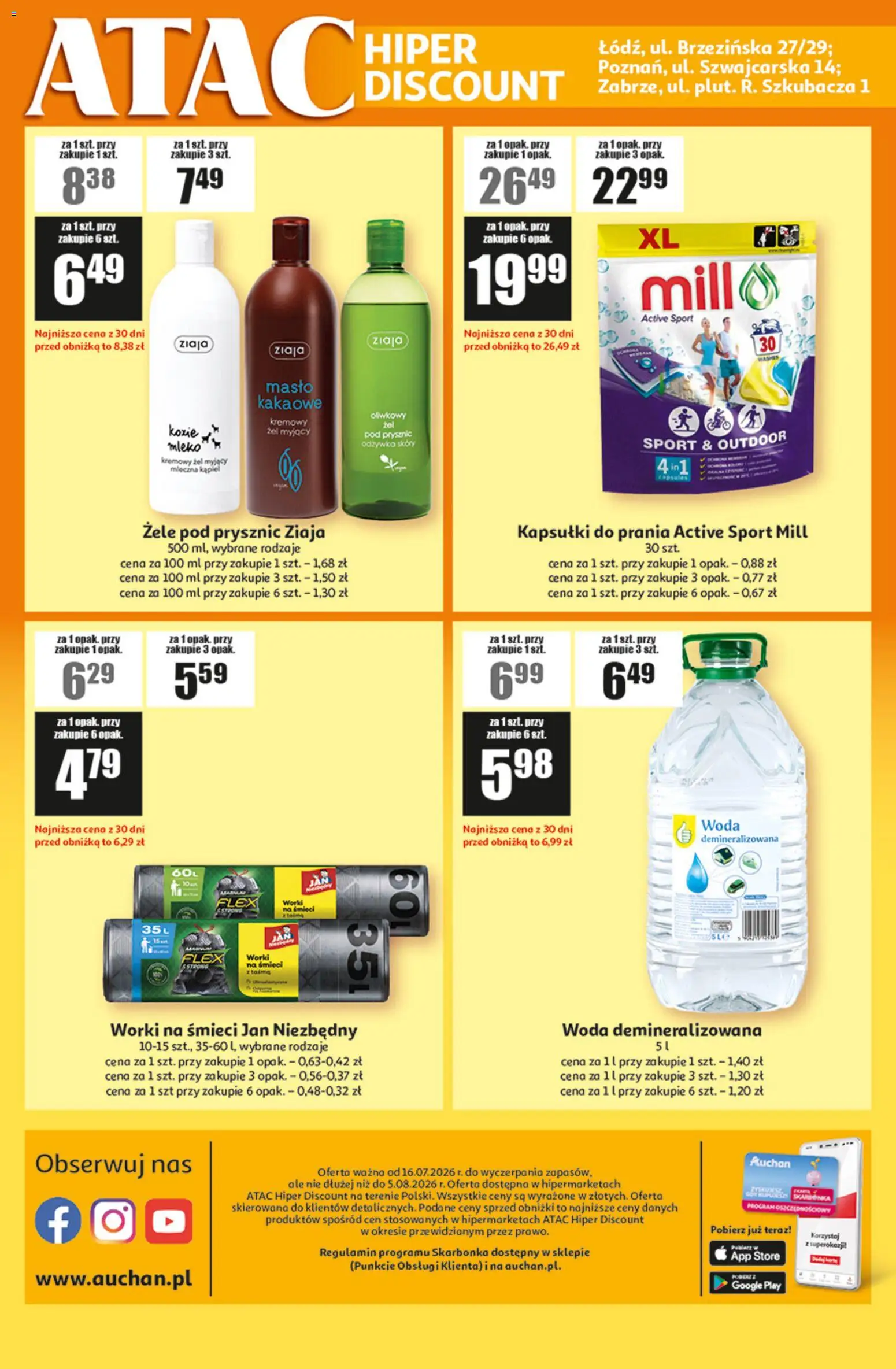 Auchan gazetka - ATAC Hiper Discount od 16.07.2026 | Strona: 4 | Produkty: Kąpiel, Prysznic, Odżywka, Woda