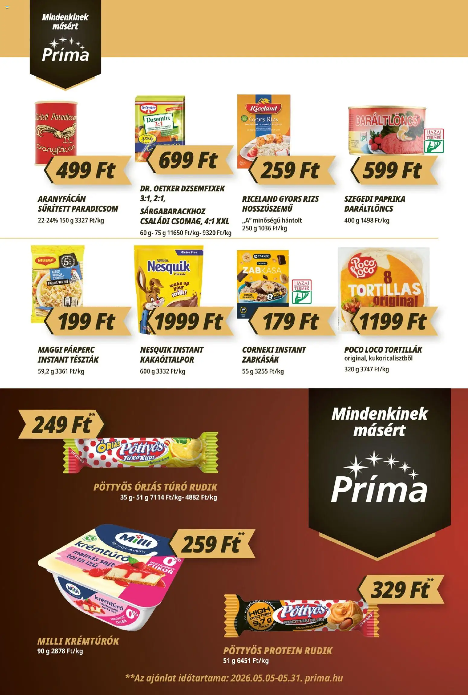 CBA Príma akciós ujság - amely érvényes a következő dátumtól: 21.05.2026 | Oldal: 4 | Termékek: Torta, Zabkása, Paradicsom, Túró