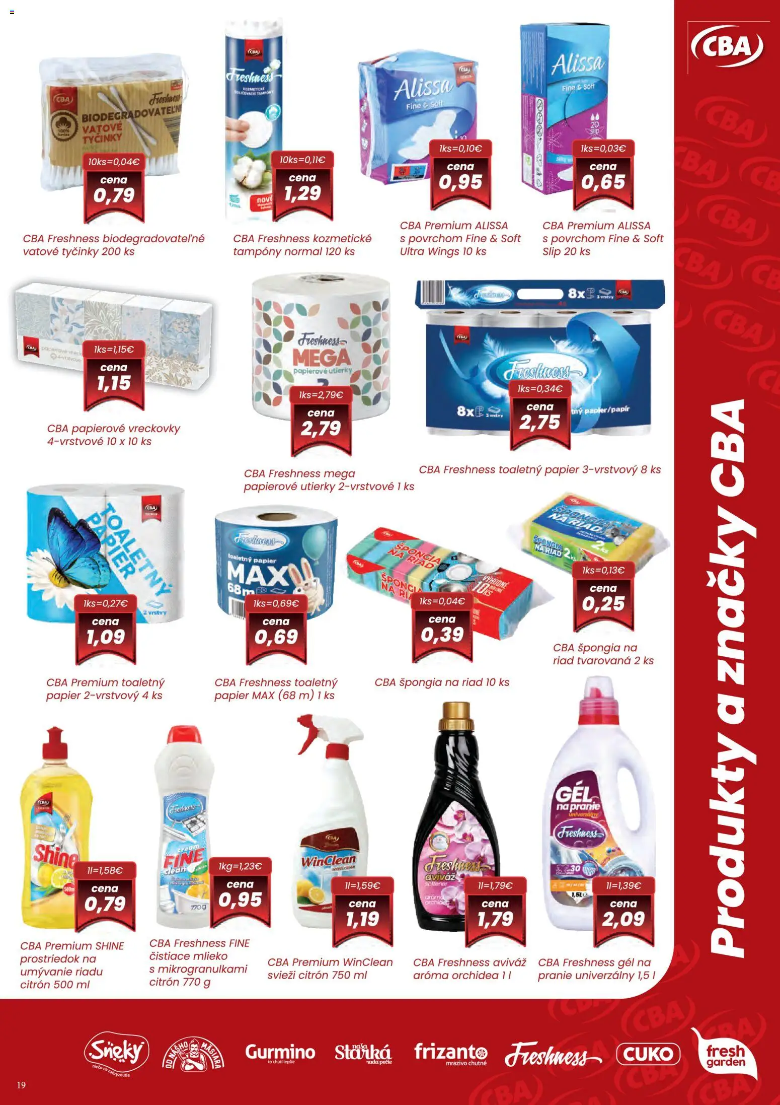 Nové CBA Verex akcie – leták je platný od 07.05.2026 | Strana: 19 | Produkty: Mlieko, Toaletný papier, Aviváž, Orchidea
