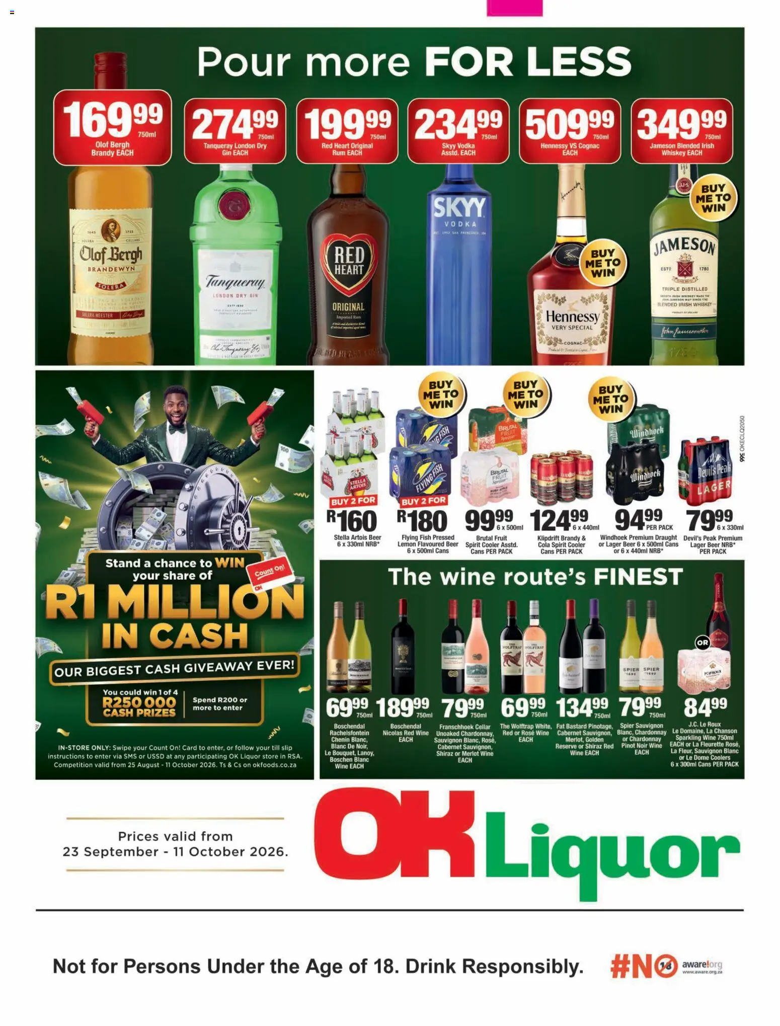 New OK Foods catalogue – valid from 23/09/2026 | Page: 1 | Products: Cooler, Wine, Red Wine, Whiskey