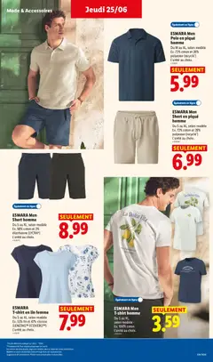 LIDL - Prévisualisation de ESMARA Men Polo en piqué homme, Du M au XL, selon modèle Ex. 72% coton et 28% polyester (recyclé*) L'unité au choix. valide à partir de 25/06/2026 | Page: 47
