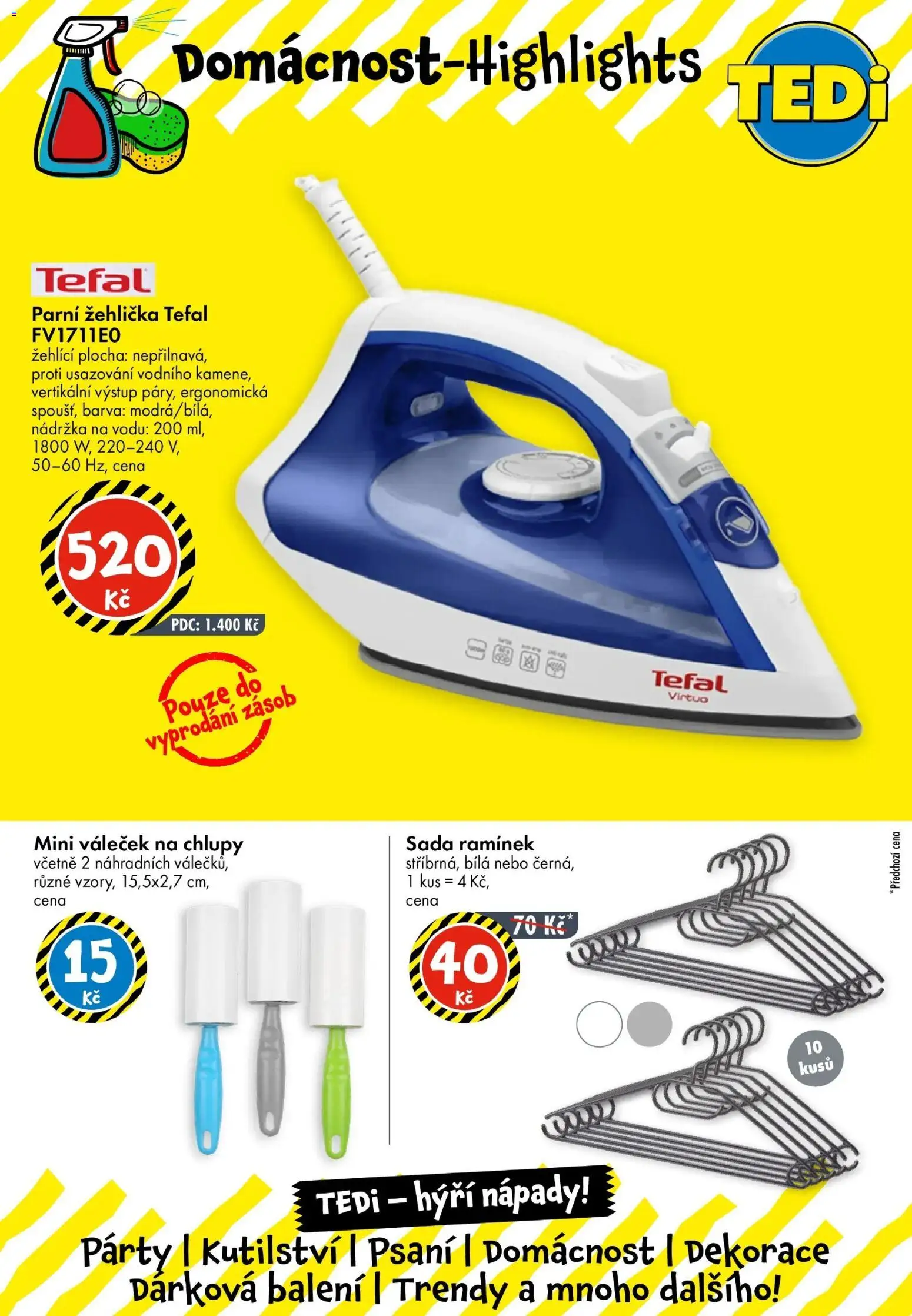 TEDi leták od 20.05.2026 | Strana: 12 | Produkty: Parní žehlička, Žehlička, Tefal, Váleček