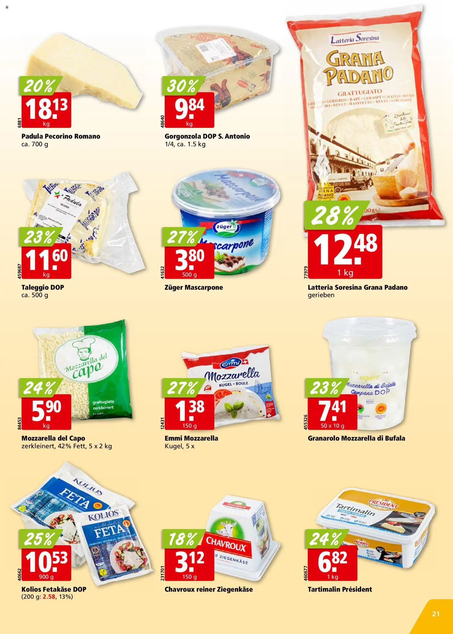 Aligro aktionen Chavannes, Matran, Genf, Sitten – gültig ab 26.10.2026 | Seite: 21 | Produkte: Grana Padano, Feta, Mascarpone, Ziegenkäse