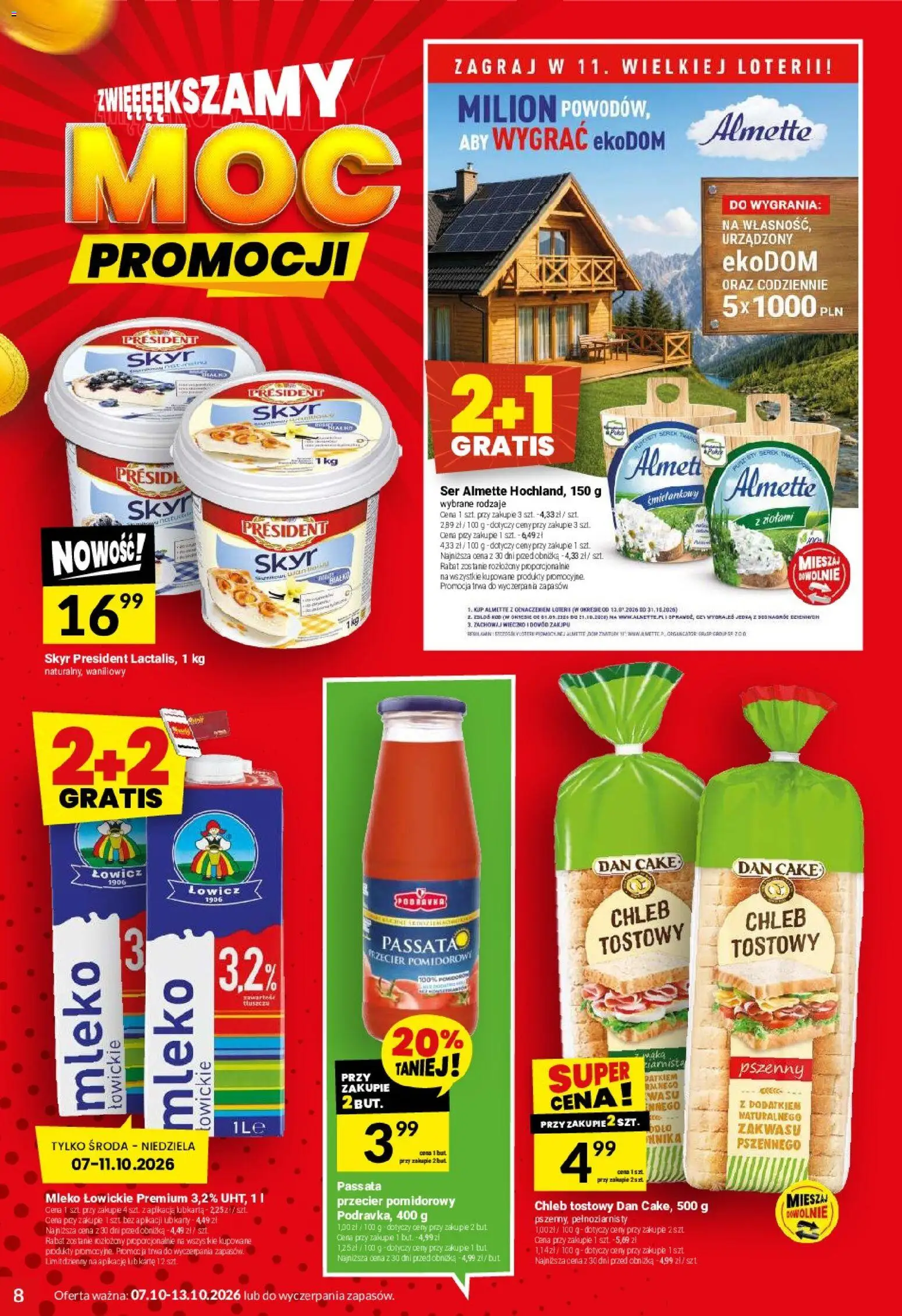Twój Market gazetka od 07.10.2026 | Strona: 8 | Produkty: Almette, Mleko, Passata, Mąka