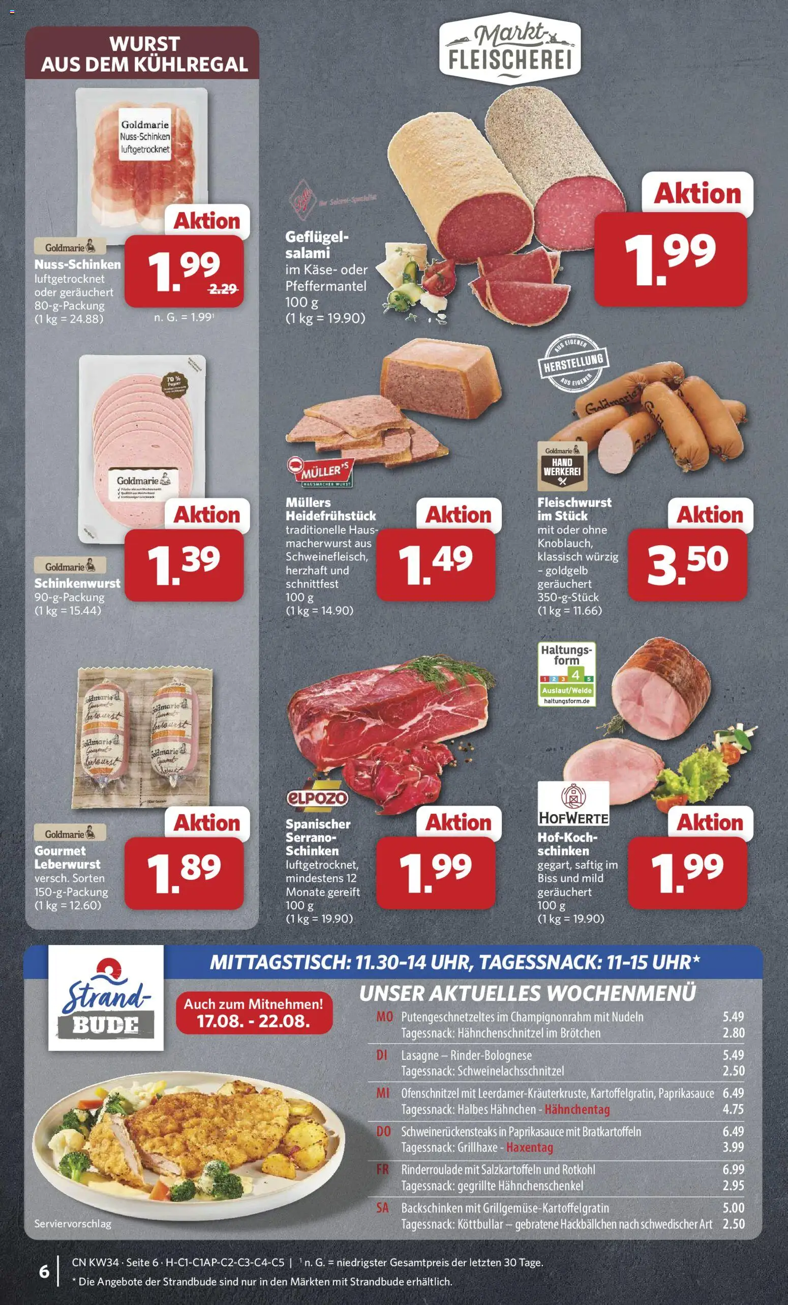 Combi Prospekt – gültig ab 17.08.2026 | Seite: 6 | Produkte: Hahnchenschenkel, Wurst, Salami, Nudeln