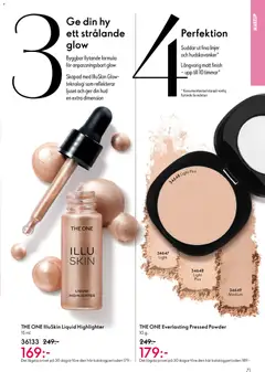 THE ONE IlluSkin Liquid Highlighter, A liquid highlighter in a bottle with a dropper, designed to give skin a radiant glow. - Förhandsvisning av reklamblad från butik Oriflame aktuell från 03.06.2026 | Sida: 71 | Produkter: Highlighter, Foundation