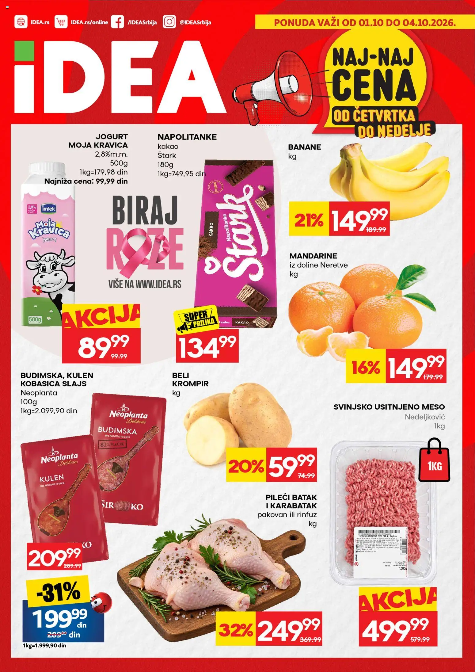 Idea katalog - važi od 01.10.2026 | Strana: 1 | Proizvode: Mandarine, Krompir, Moja kravica, Napolitanke