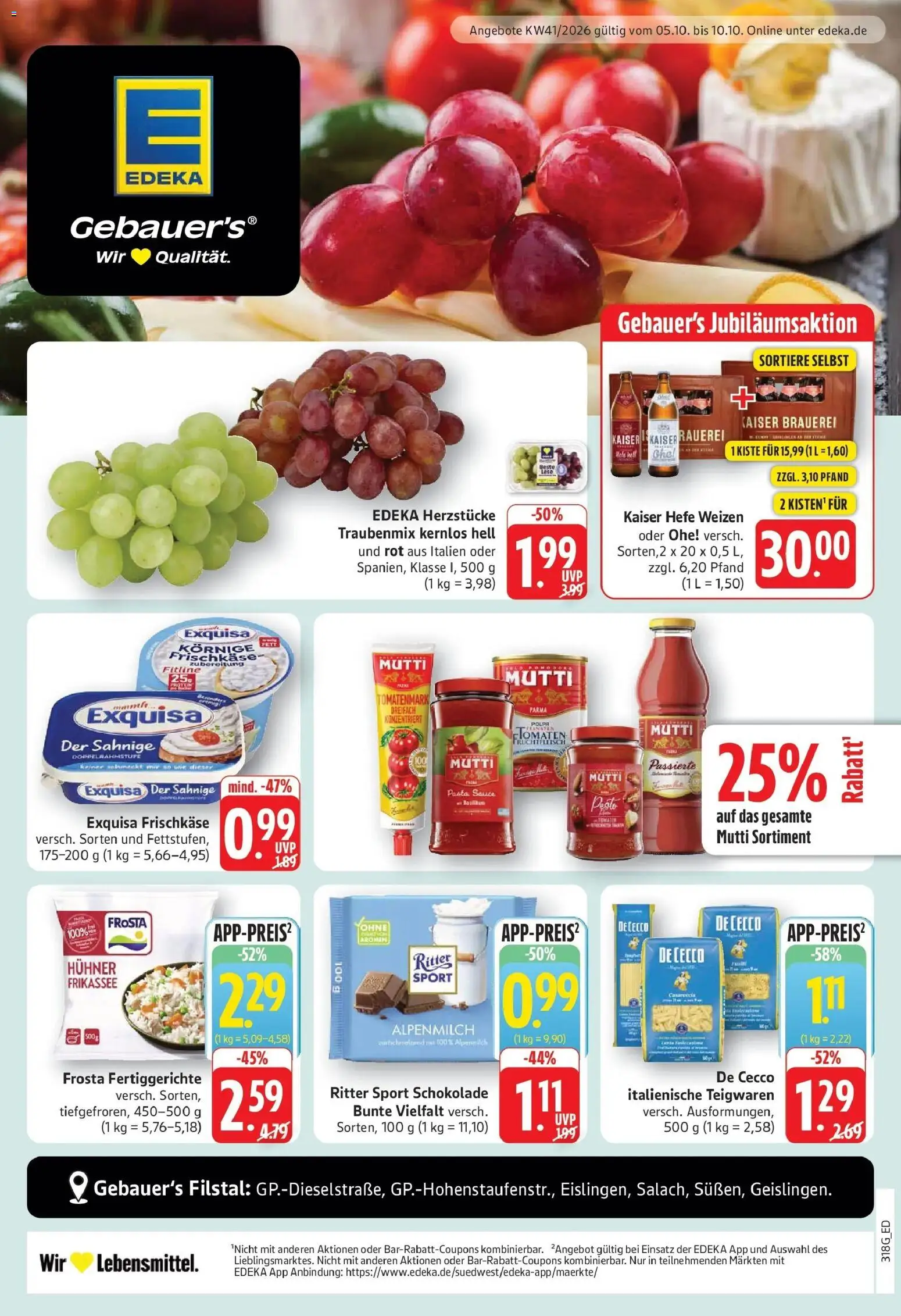Edeka Prospekt Geislingen (ab 05.10.2026) » Angebote Online | Seite: 3 | Produkte: Frosta, Exquisa, Fertiggerichte, Frischkase