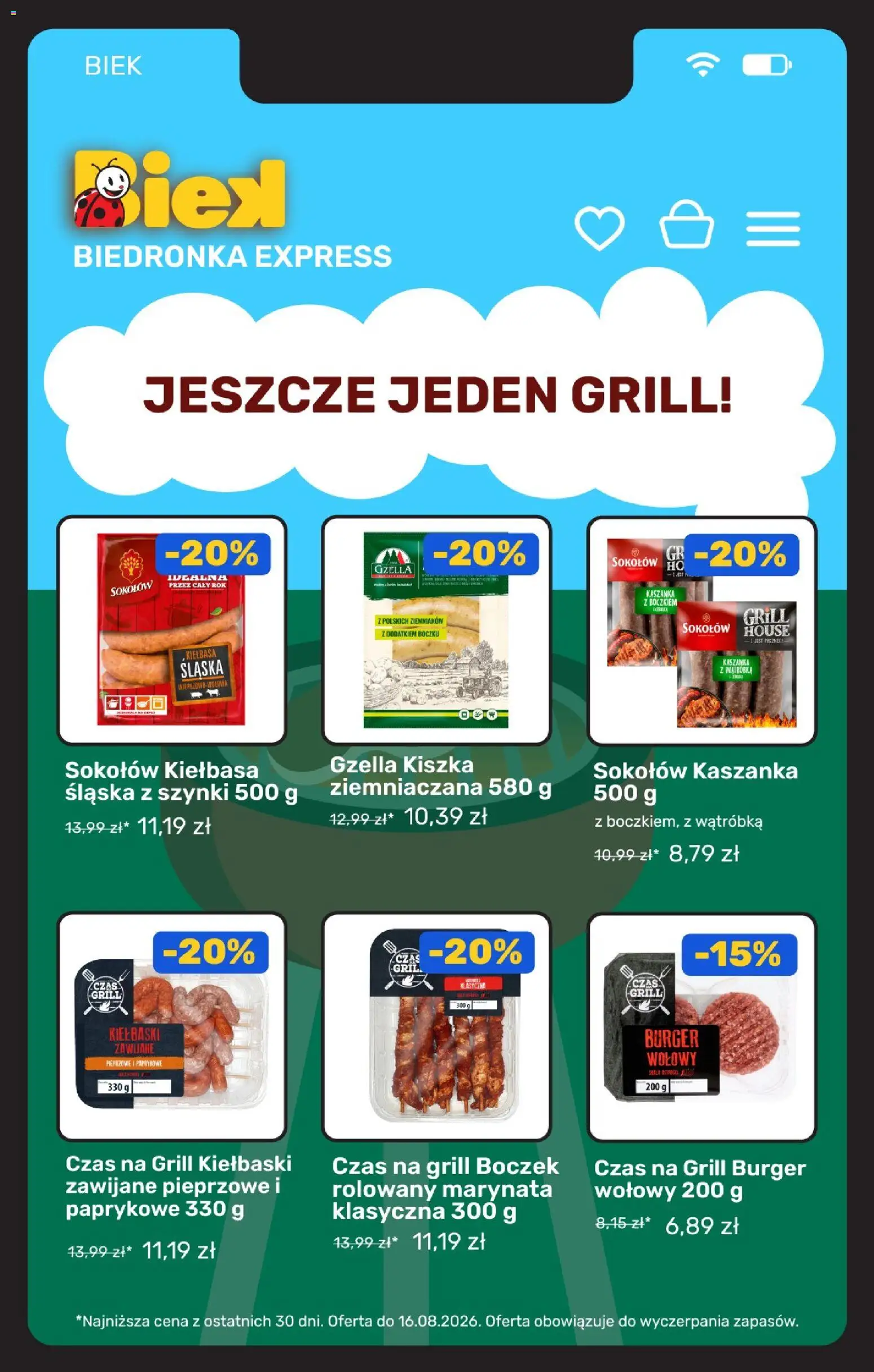 Biedronka gazetka - Biek od 13.08.2026 | Strona: 9 | Produkty: Grill, Kiełbaski, Boczek, Burger
