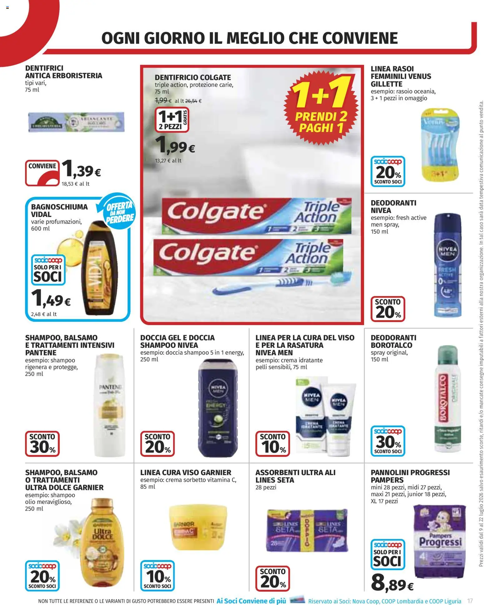 Volantino COOP del 09/07/2026 | Pagina: 17 | Prodotti: Shampoo, Crema, Sorbetto, Doccia