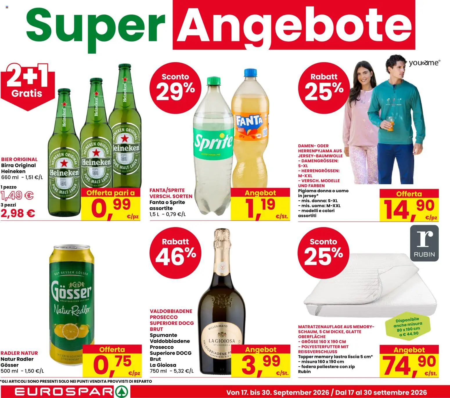 Volantino Eurospar del 17/09/2026 | Pagina: 14 | Prodotti: Lime, Spumante, Fanta, Sprite