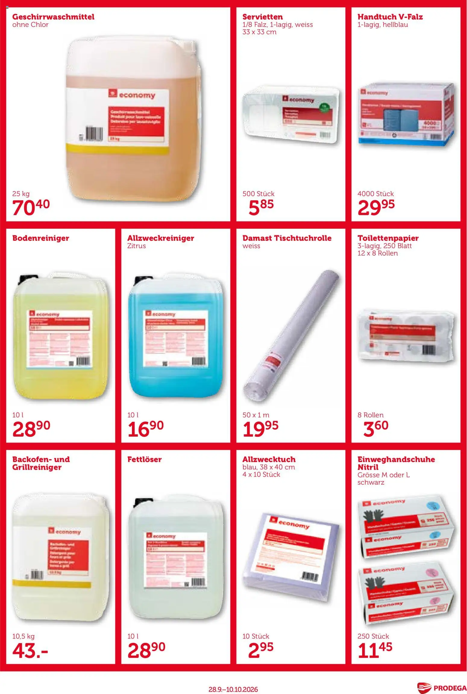 Prodega aktionen Economy – gültig ab 28.09.2026 | Seite: 15 | Produkte: Einweghandschuhe, Backofen, Toilettenpapier