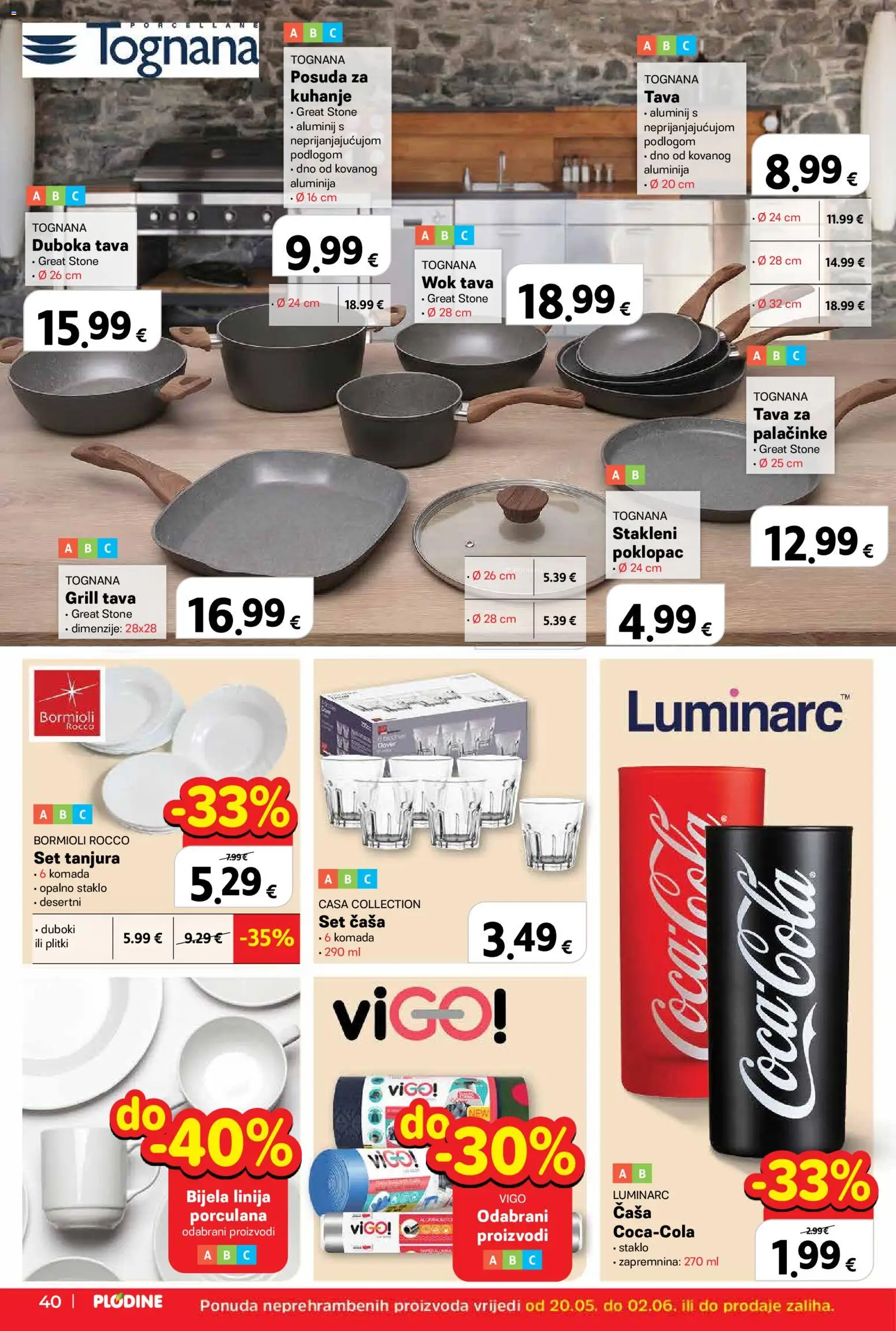 Plodine katalog | vrijedi od 20.05.2026 | Stranica: 42 | Proizvodi: Set tanjura, Tognana, Grill tava, Tava
