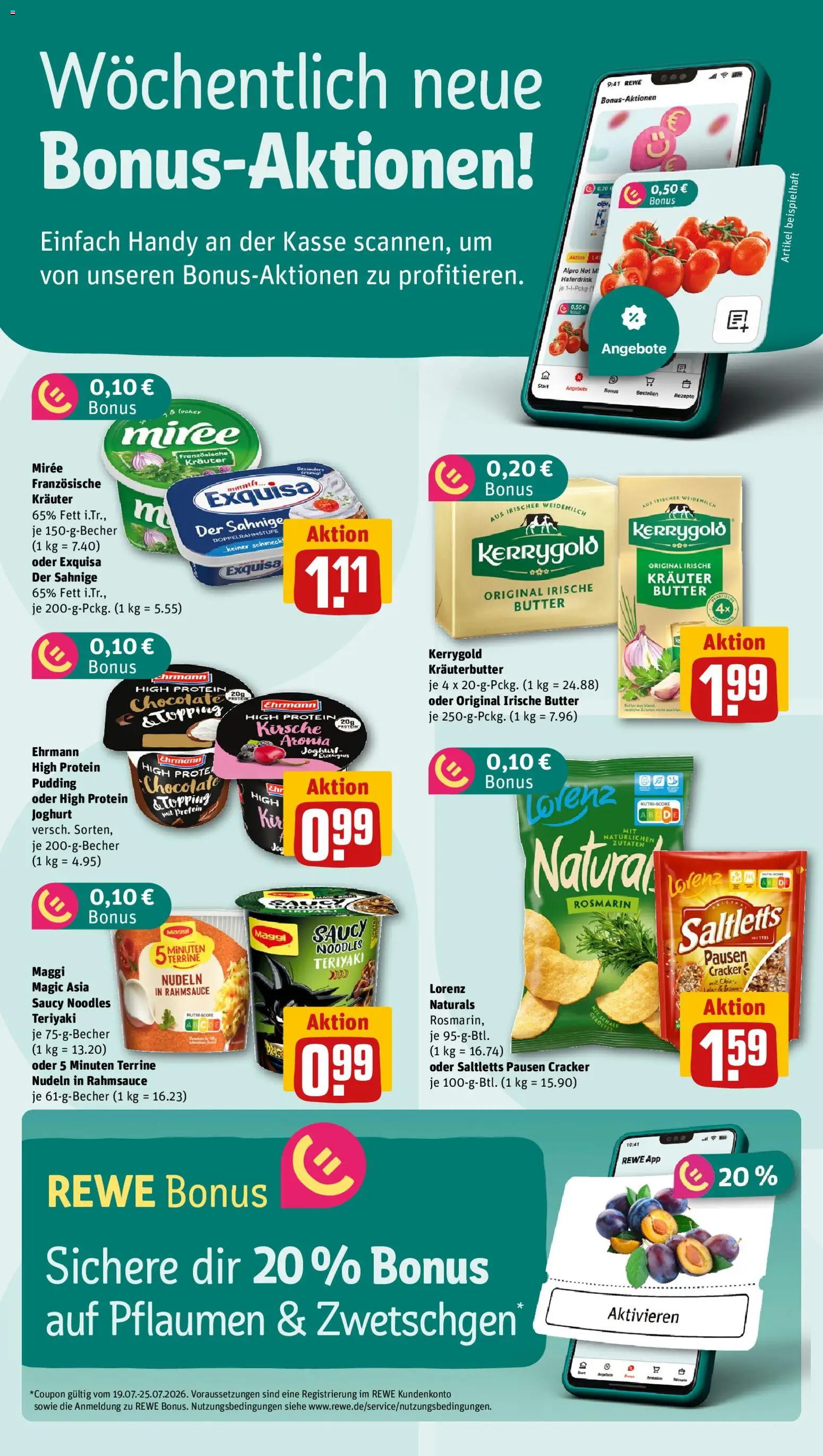 Rewe ihr Kaufpark Prospekt – gültig ab 20.07.2026 | Seite: 2 | Produkte: Pflaumen, Maggi, Butter, Exquisa