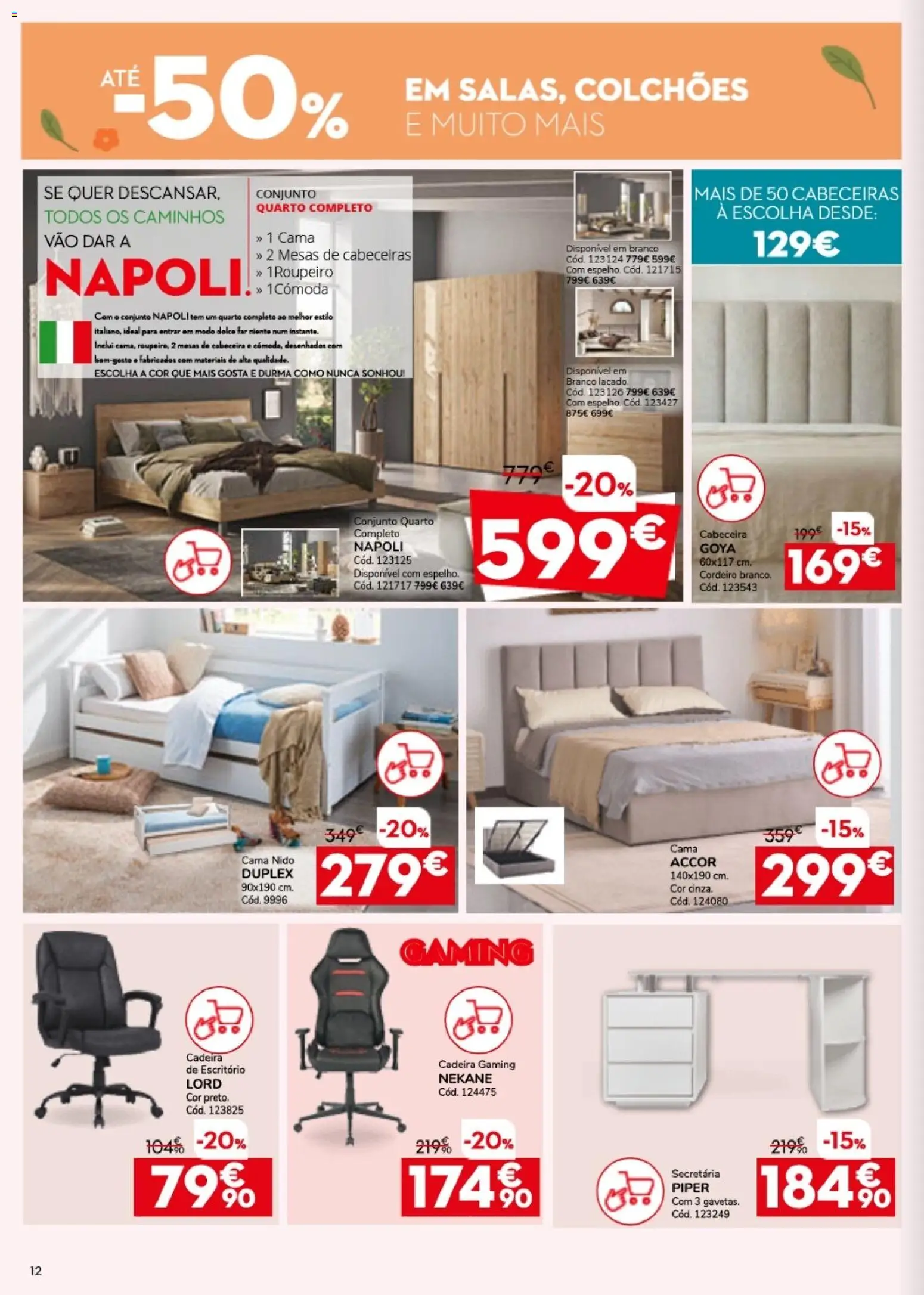 Conforama folheto │ válido de 26.03.2026 | Página: 12 | Produtos: Cadeira de escritório, Roupeiro, Cama, Cadeira
