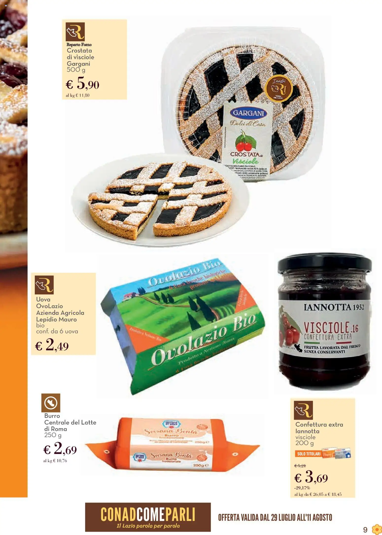 Volantino Conad del 29/07/2026 | Pagina: 9 | Prodotti: Uova, Frutta, Burro, Forno
