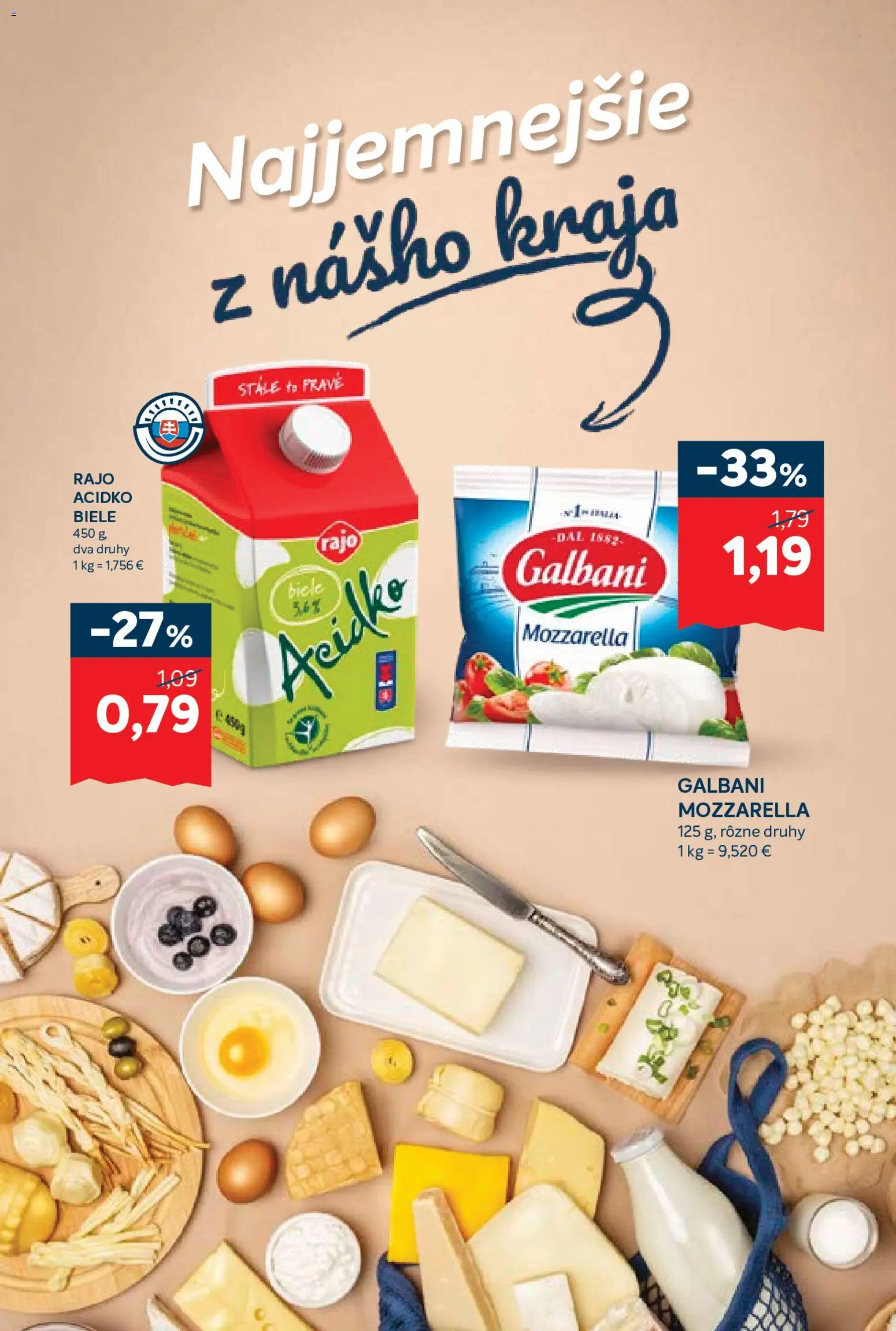 Nové Kraj akcie – leták je platný od 06.08.2026 | Strana: 7 | Produkty: Mozzarella, Acidko