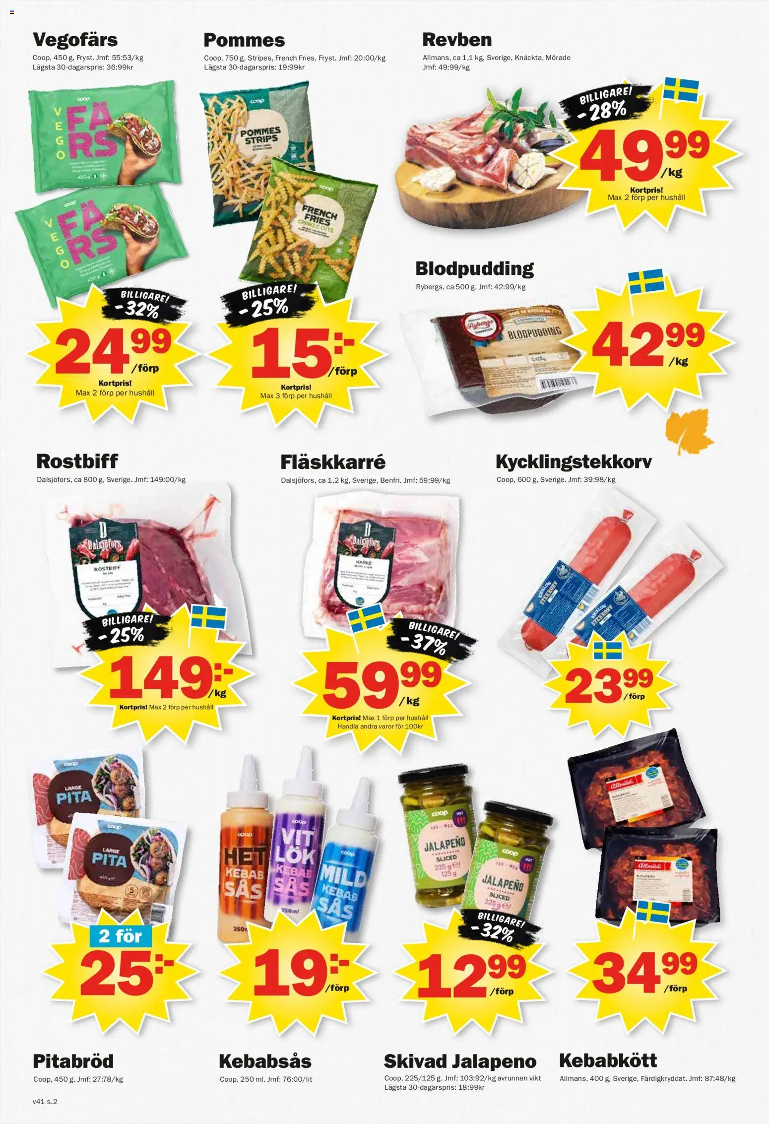 Pekås reklamblad aktuell från 05/10/2026 | Sida: 2 | Produkter: Vegofärs, Pitabröd, Kebabsås, Blodpudding