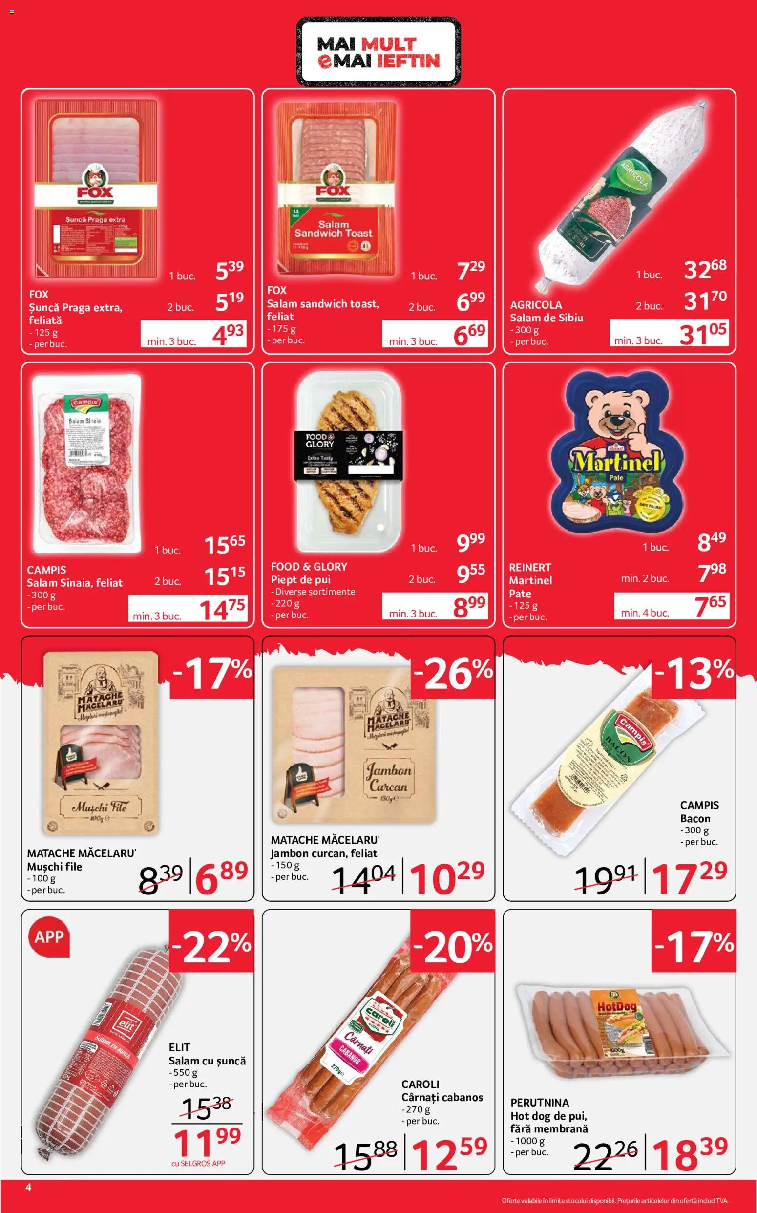Noul catalog Selgros – valabil de la 10.07.2026 | Pagină: 4 | Produse: Hacıyatmaz Kedi Oyuncağı, Bacon, Salam, Cârnați