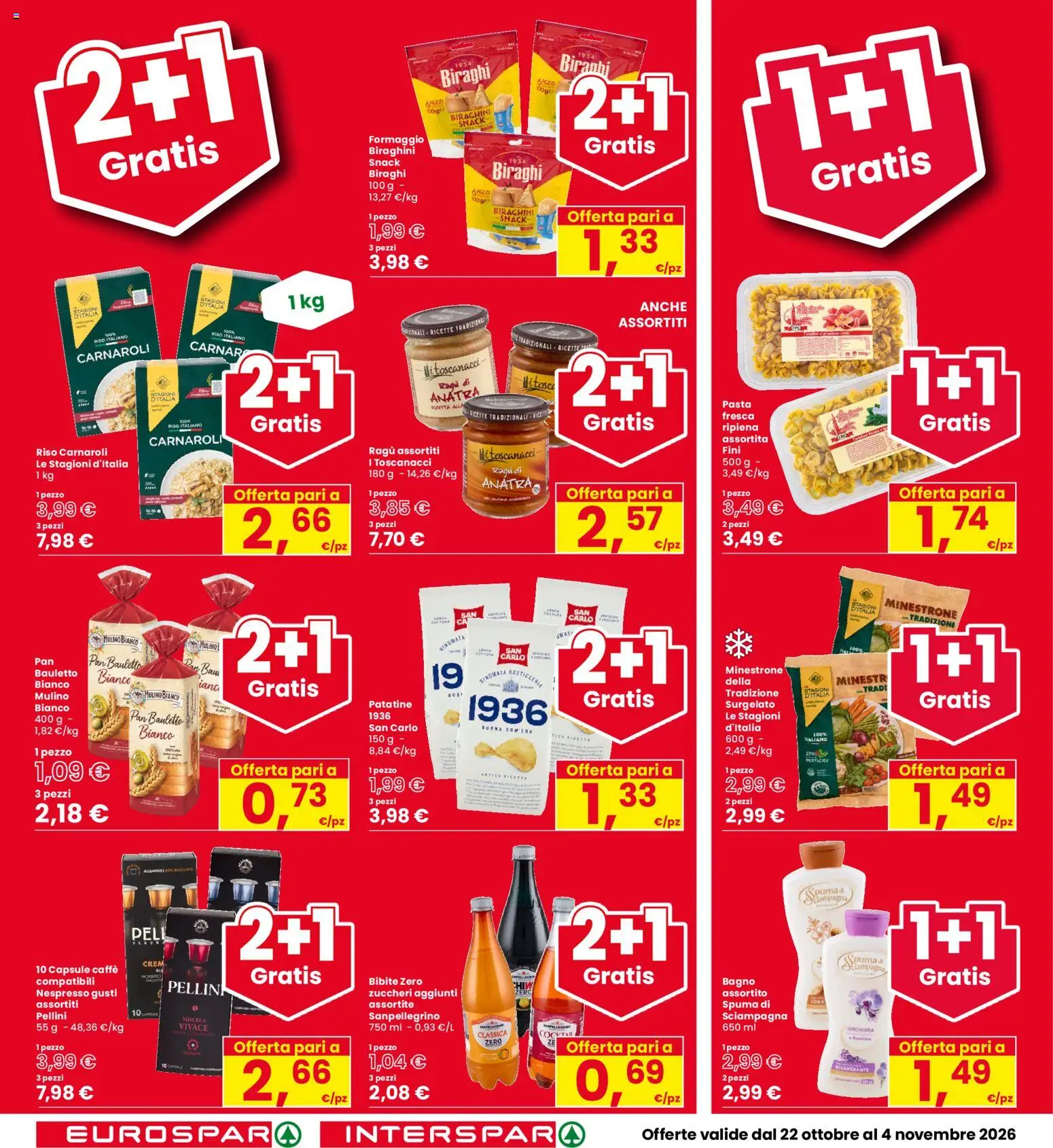 Volantino Eurospar del 22/10/2026 | Pagina: 2 | Prodotti: Minestrone, Formaggio, Orchidea, Anatra