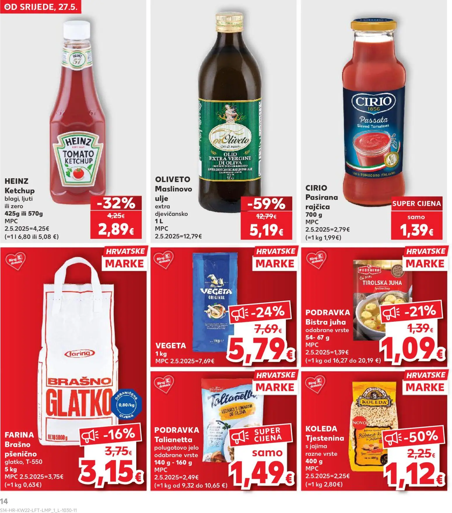 Kaufland HR akciós ujság - amely érvényes a következő dátumtól: 27.05.2026 | Oldal: 14 | Termékek: Vegeta, Ketchup