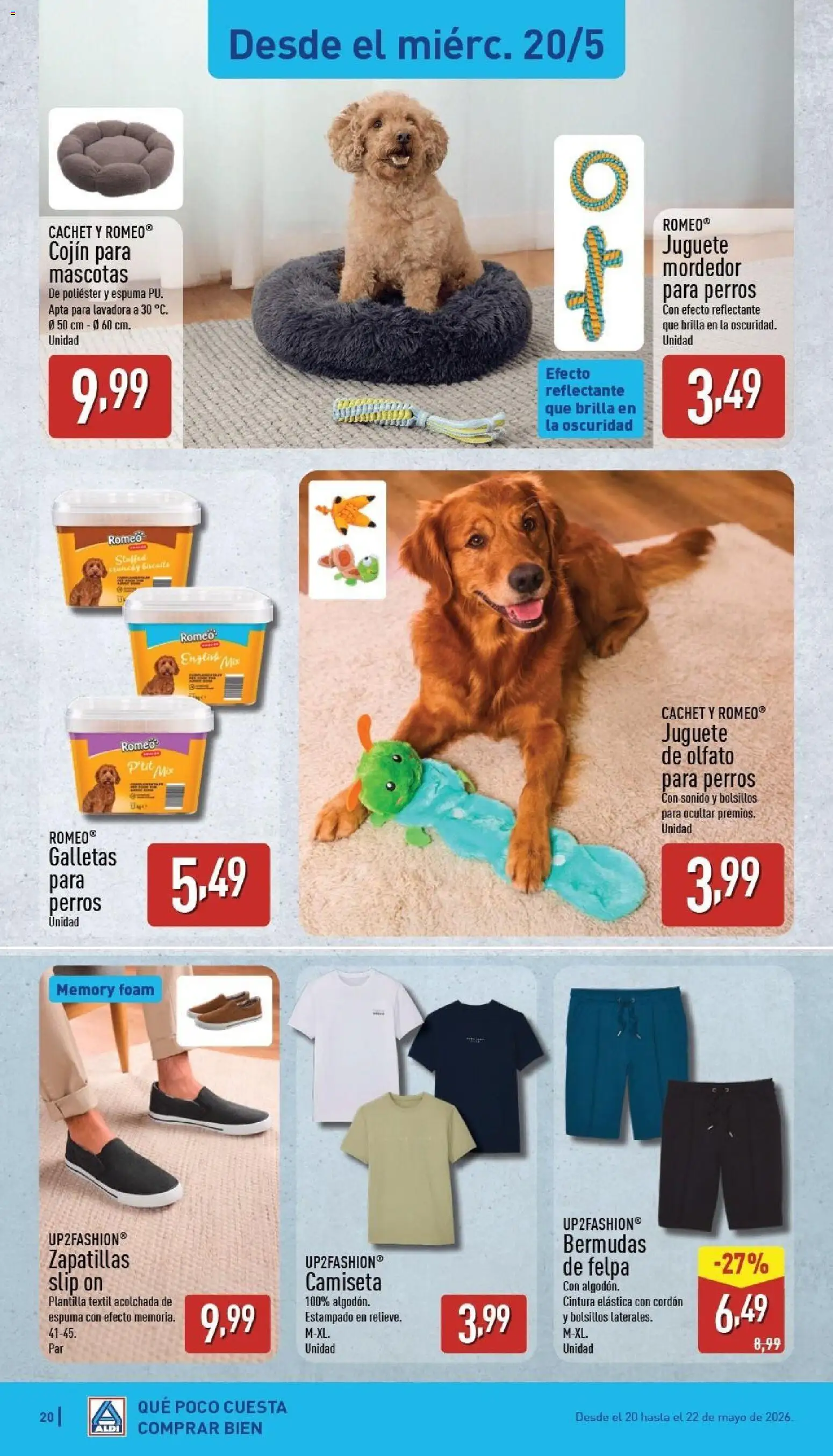 Aldi folleto Canarias │ válido desde el 18.05.2026 | Página: 20 | Productos: Bermudas, Galletas, Lavadora, Cojín