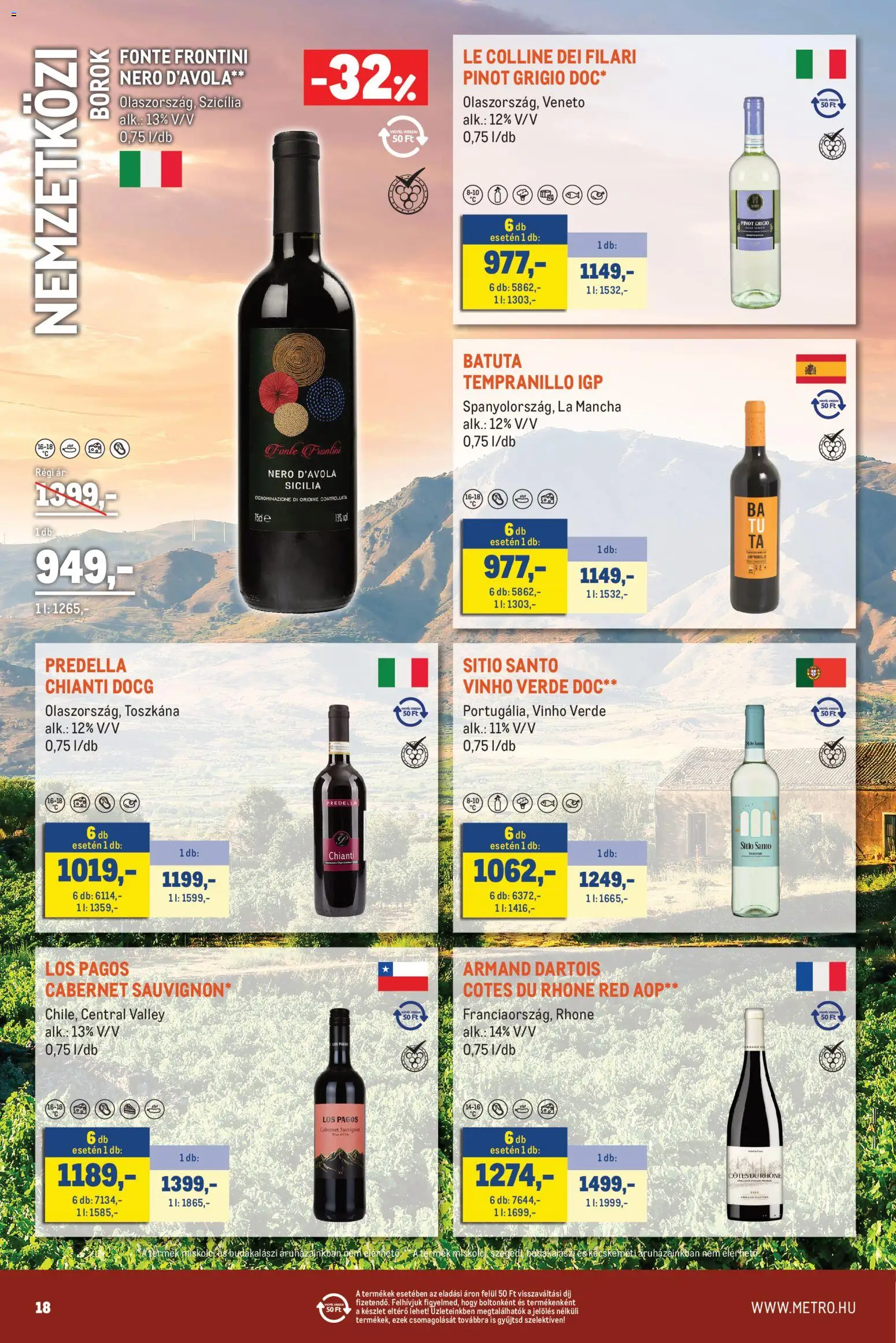 Metro akciós ujság - amely érvényes a következő dátumtól: 2026.10.01. | Oldal: 18 | Termékek: Cabernet, Lé, Cabernet Sauvignon, Só